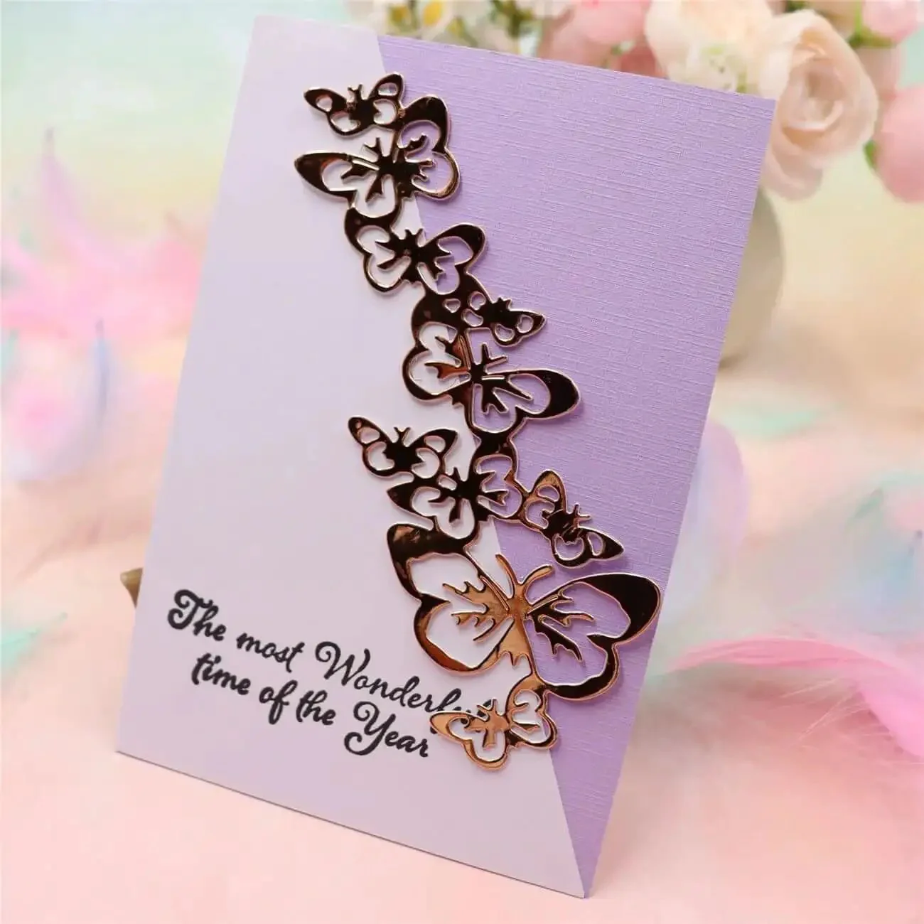 Butterfly String Dies For Card Making And Scrapbooking Dope Hollow Frame Metal Dies Embossing Tool DIY Punch Template For Paper Albums And Decor Four Piece Set Measuring 13.4 By 5.3 Cm - Image 4