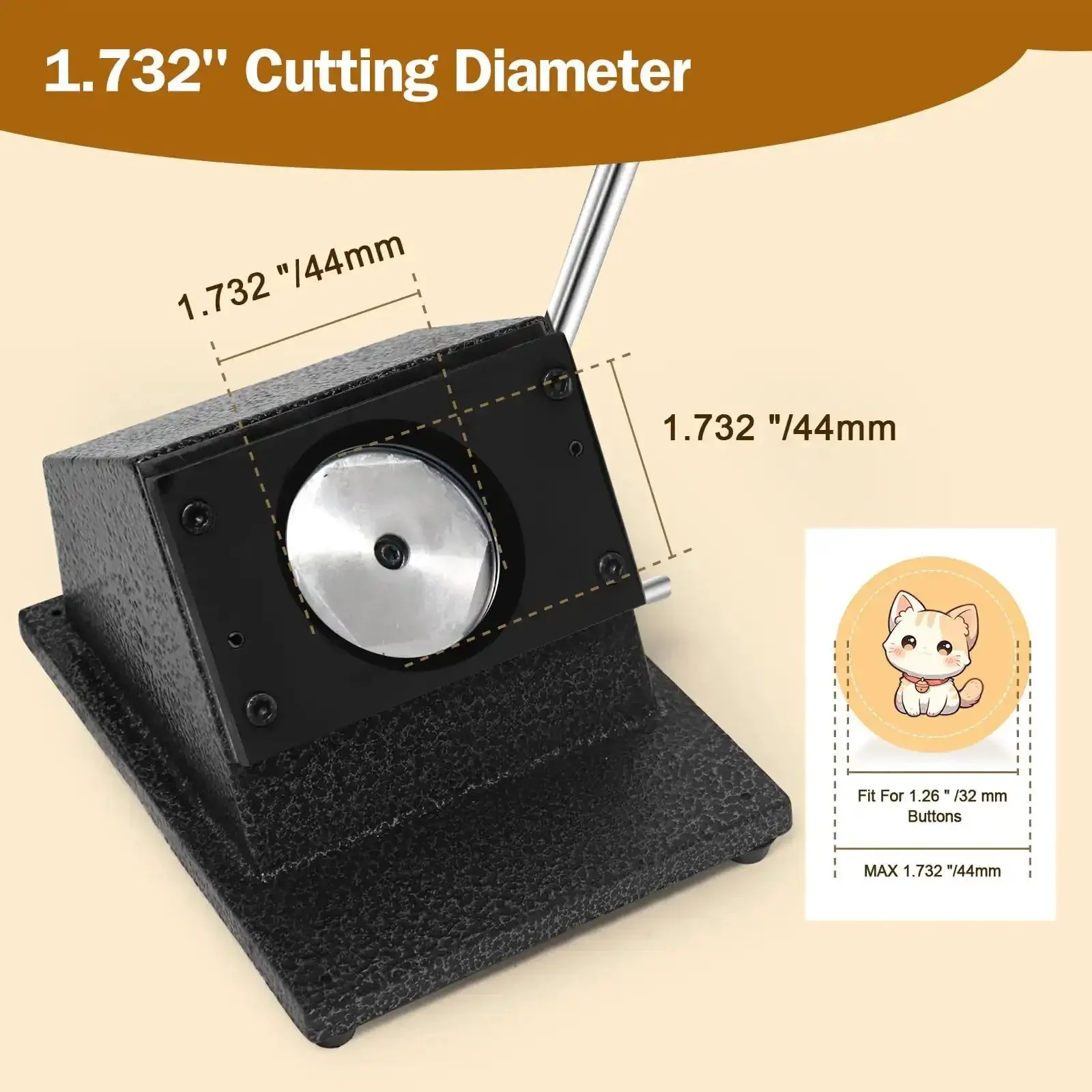 Button Making Circle Cutter For Die Cut Machines 1.73 Inch Circle Diameter 44mm, 1.26 Inch 32mm Mold Compatible Paper Cutter Perfect For Badge Making Circle Punch And DIY Button Projects - Image 4