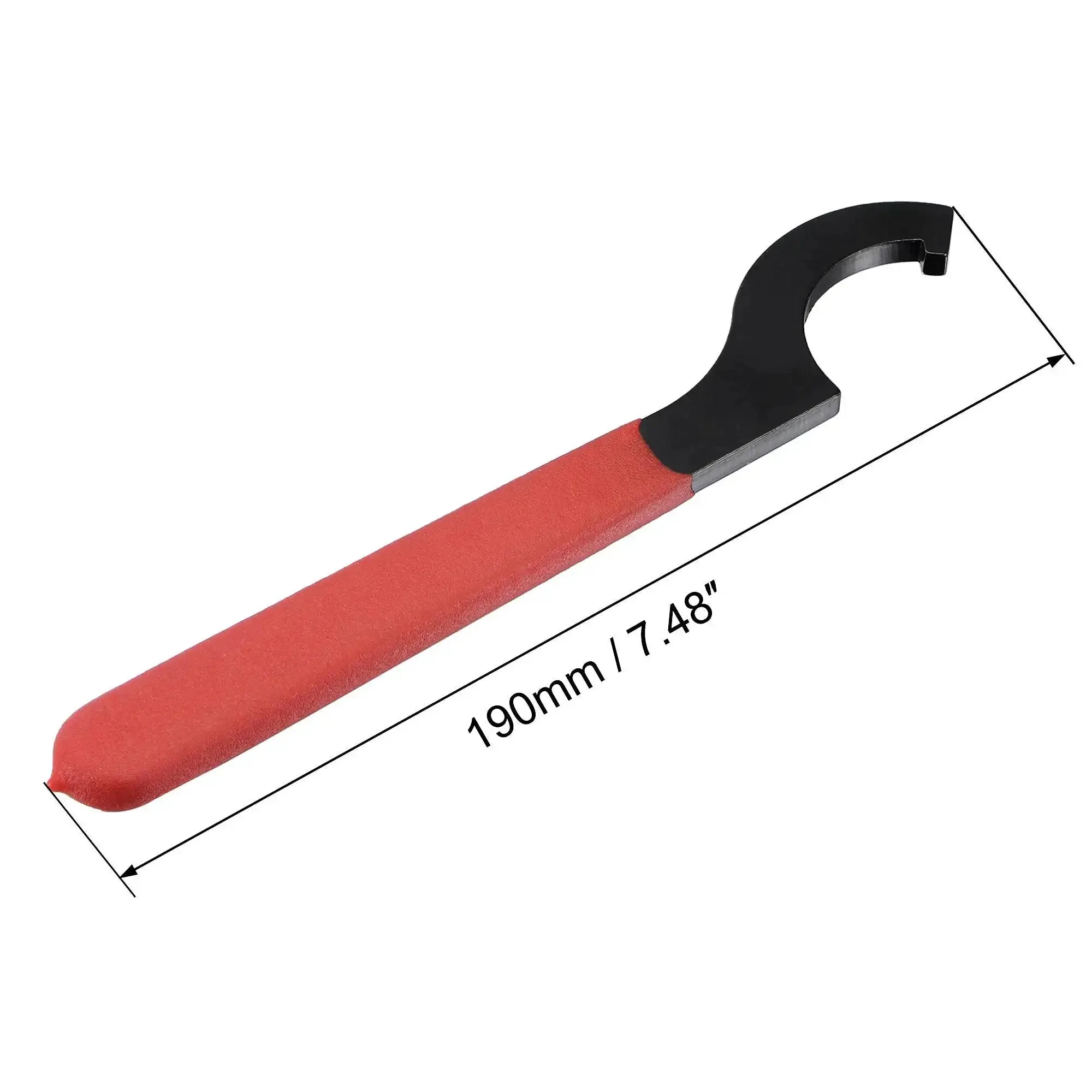C Hook Spanner Wrench For Lathe Clamping ER25 Collet Nut With Red Non Slip Handle Carbon Steel Forged Tool Heavy Duty Black Oxidized Finish 37mm Opening Durable 2 Pack - Image 3