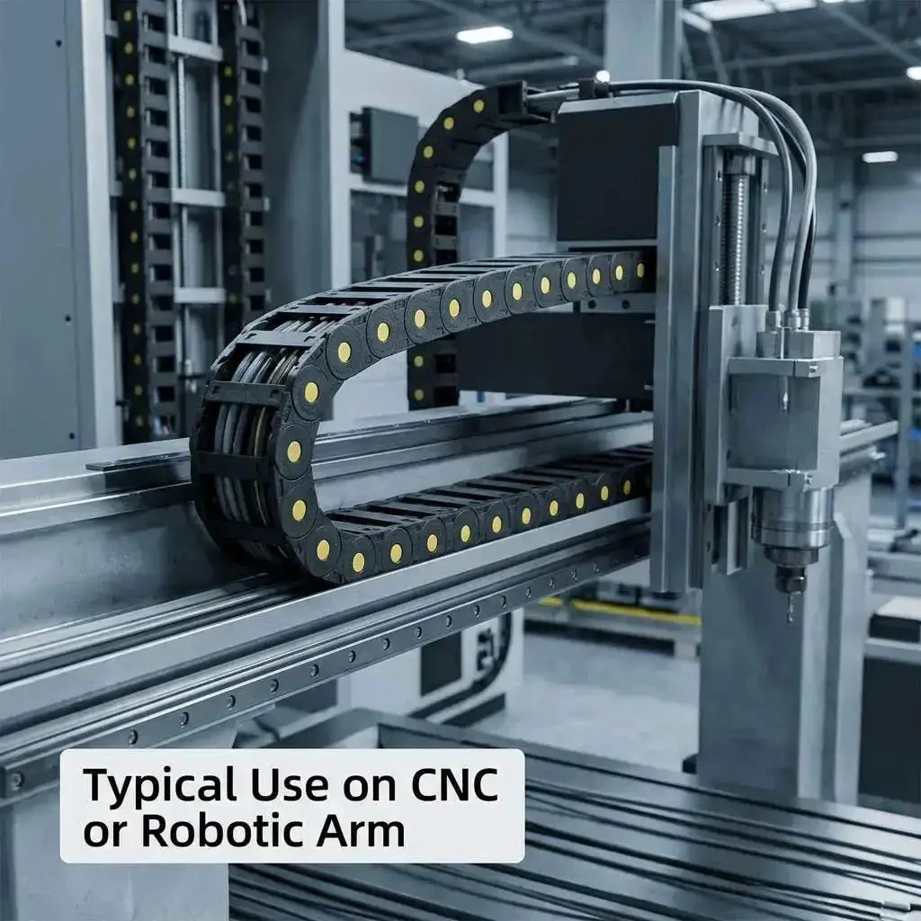 Cable Drag Chain 25x77mm Closed Type R55 For CNC Machines, Robotics And Automation, One Direction Bending Radius 55mm, Protective Cable Carrier That Keeps Debris Out And Cables Secure Across Auto Lines - Image 2