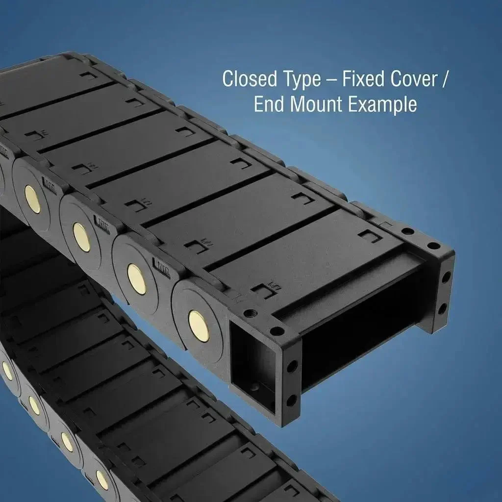 Cable Drag Chain 25x77mm Closed Type R55 For CNC Machines, Robotics And Automation, One Direction Bending Radius 55mm, Protective Cable Carrier That Keeps Debris Out And Cables Secure Across Auto Lines - Image 4