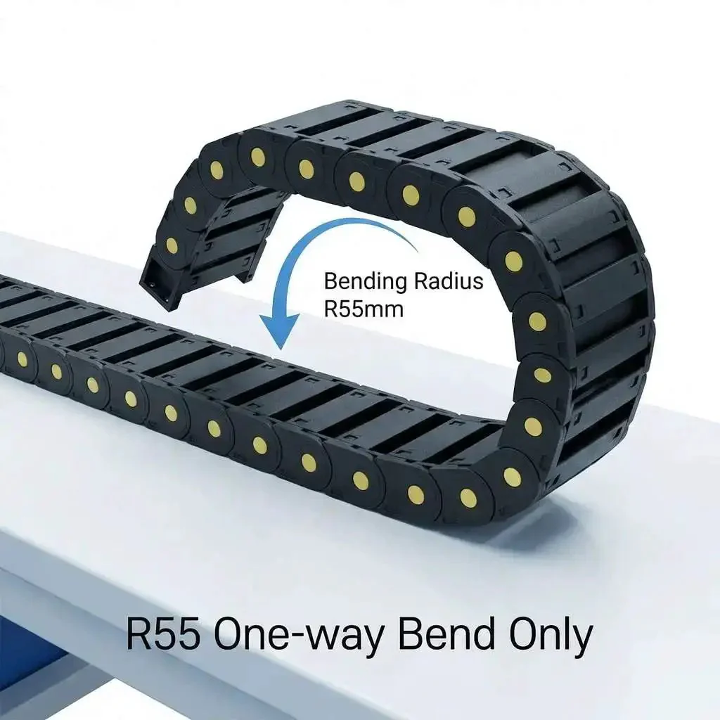 Cable Drag Chain 25x77mm Closed Type R55 For CNC Machines, Robotics And Automation, One Direction Bending Radius 55mm, Protective Cable Carrier That Keeps Debris Out And Cables Secure Across Auto Lines - Image 7