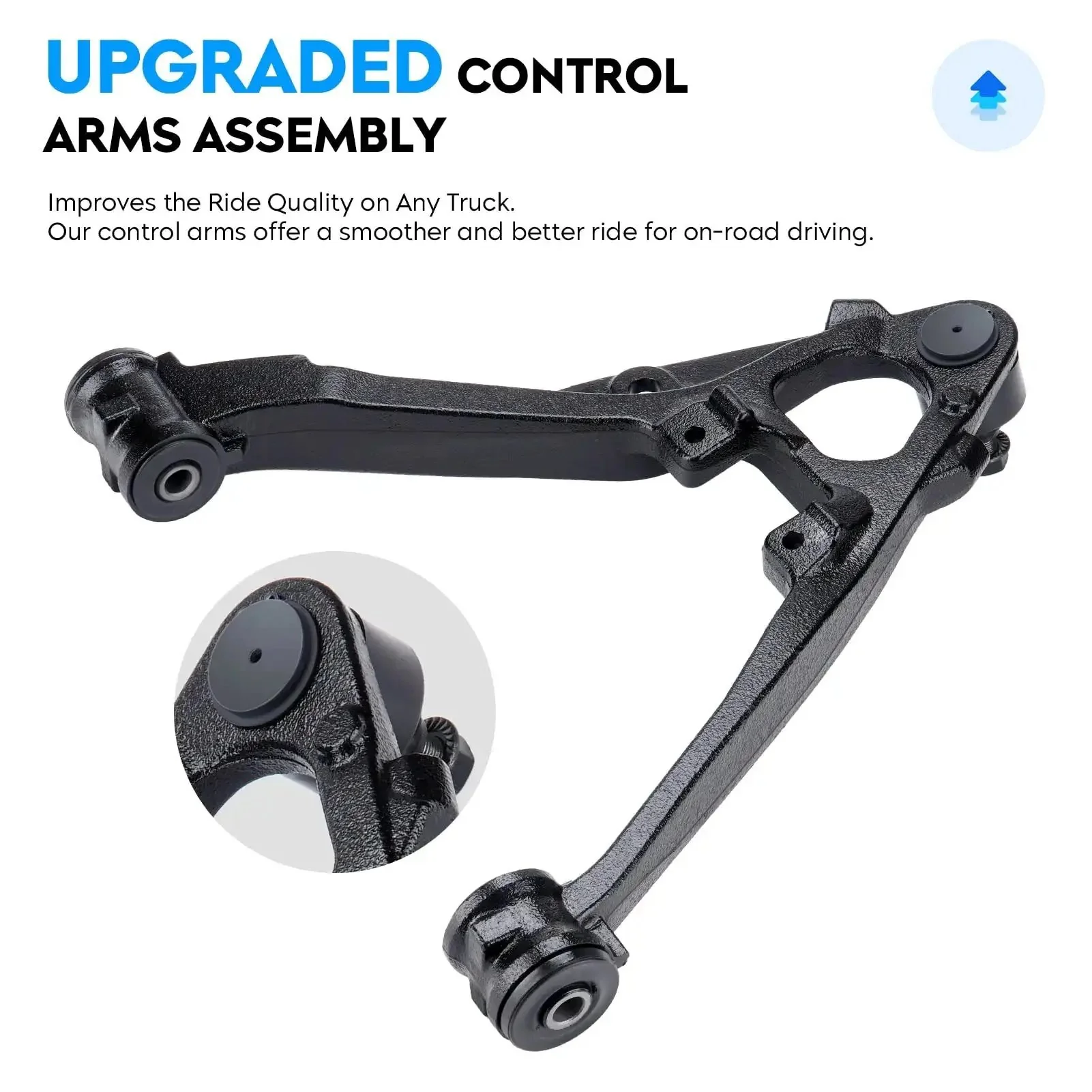 Cadillac Front Lower Control Arm Suspension Kit With Ball Joints For 2007 Through 2015 Escalade 2007 Through 2014 Escalade ESV 2007 Through 2013 Escalade EXT Also Fits Chevy Avalanche Suburban Silverado Tahoe GMC Sierra Yukon Durable Beefed Up Replacement - Image 6