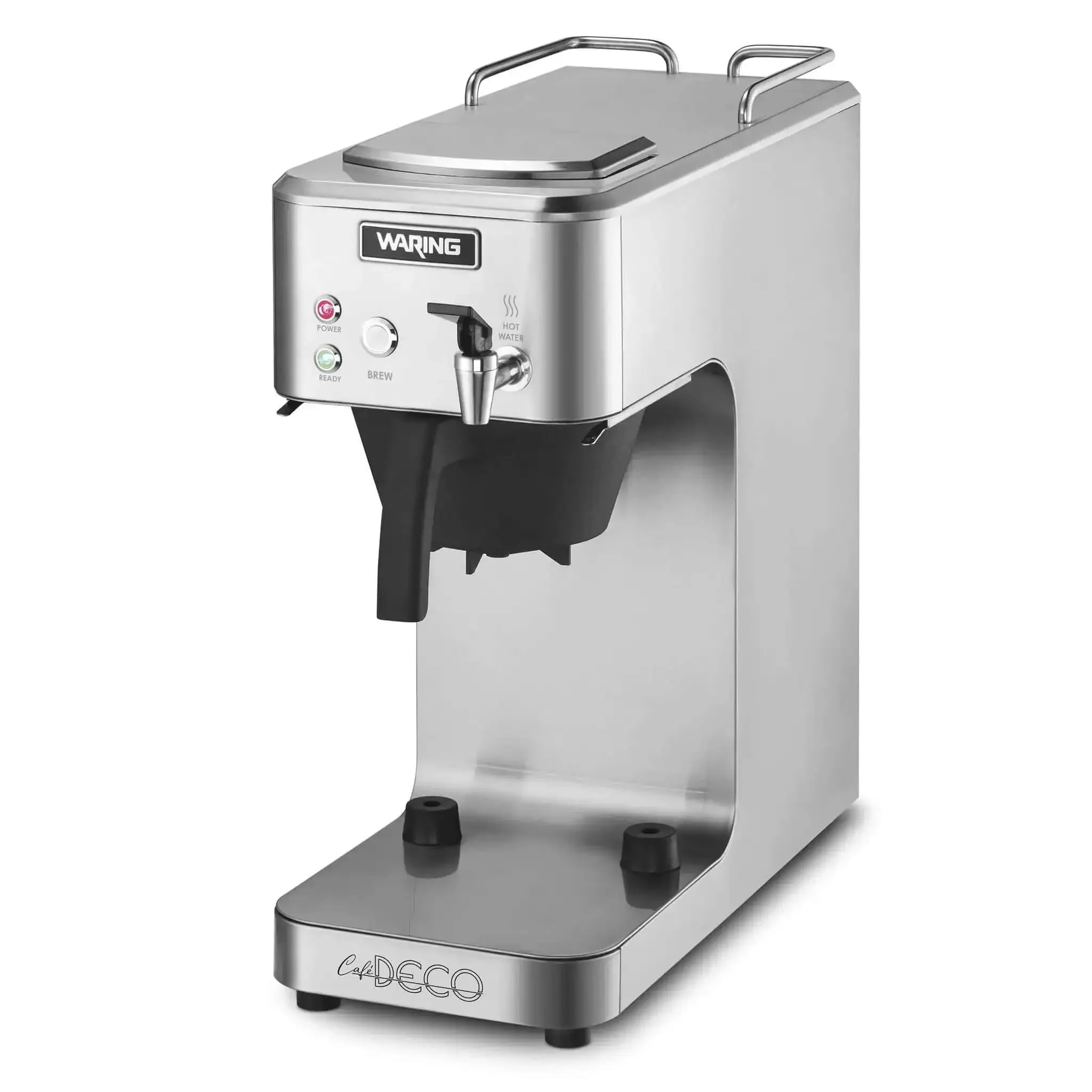 Cafe Deco Automatic Or Pour Over Thermal Carafe Coffee Brewer With Built In Pour Over And Auto Refill, Plumbed Or Pour Over Use, Keeps Hot With Upper Warmer, Fits 64 Oz Decanters, NSF Certified, 120V, Commercial Kitchen Ready, High Volume Big Batch