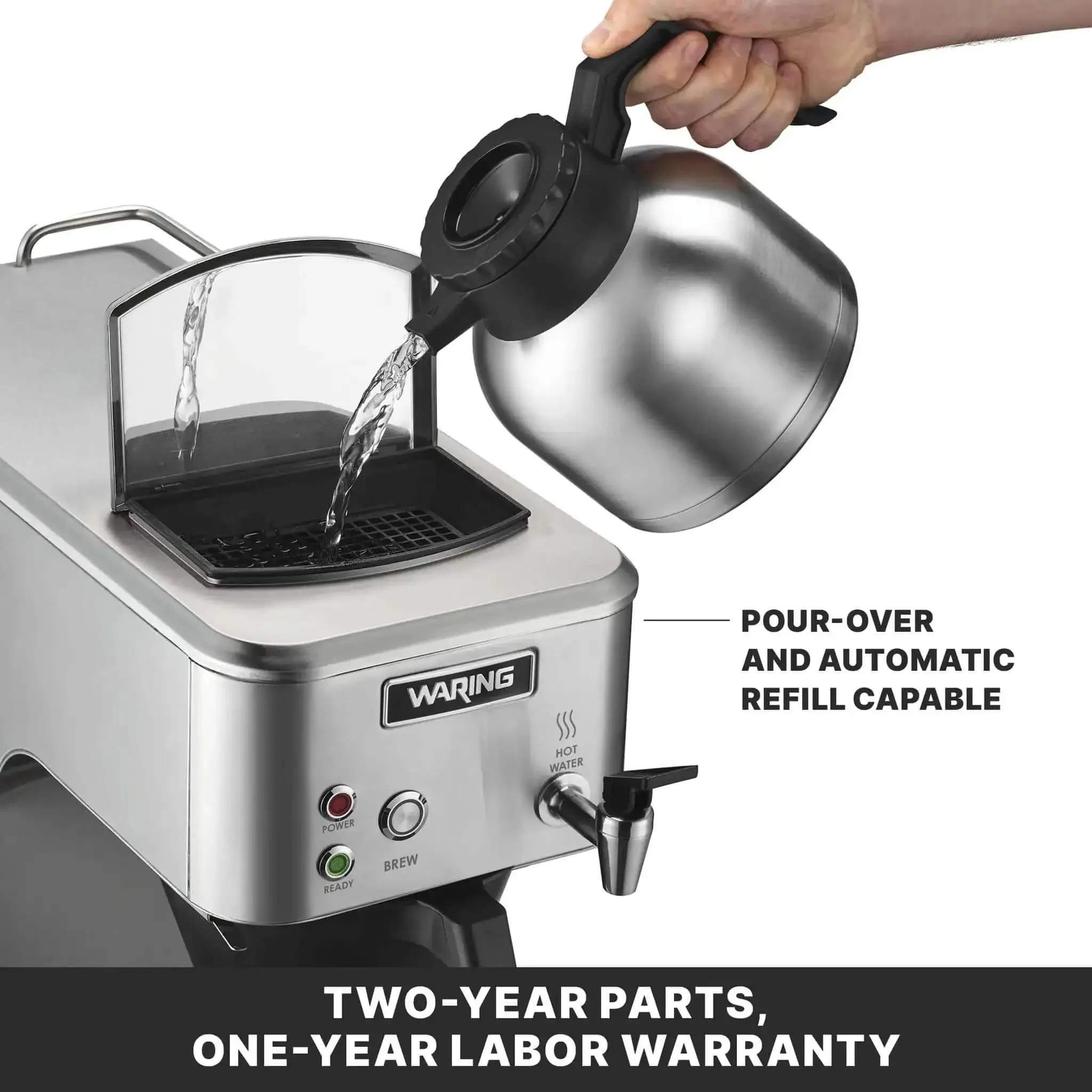 Cafe Deco Automatic Or Pour Over Thermal Carafe Coffee Brewer With Built In Pour Over And Auto Refill, Plumbed Or Pour Over Use, Keeps Hot With Upper Warmer, Fits 64 Oz Decanters, NSF Certified, 120V, Commercial Kitchen Ready, High Volume Big Batch - Image 4