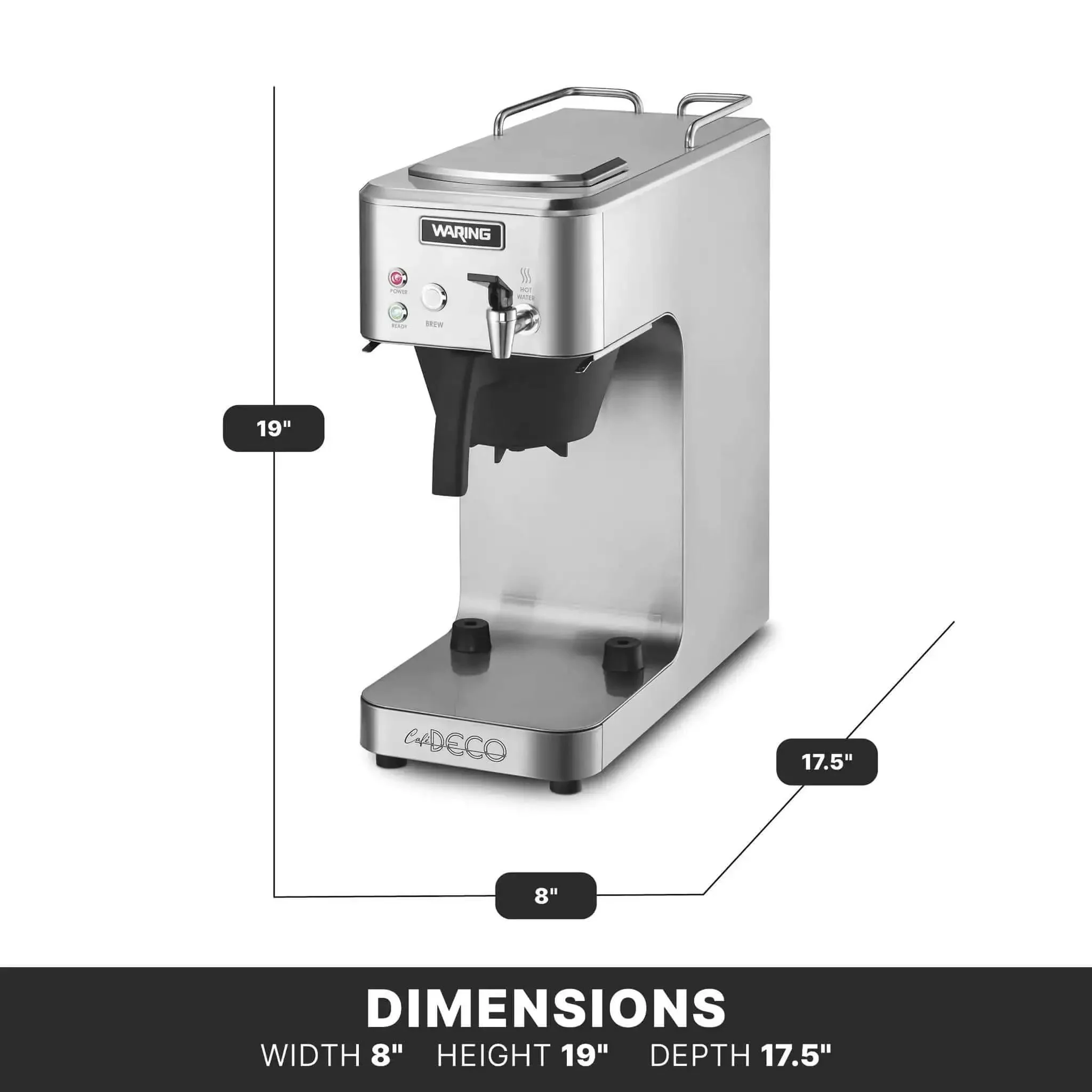 Cafe Deco Automatic Or Pour Over Thermal Carafe Coffee Brewer With Built In Pour Over And Auto Refill, Plumbed Or Pour Over Use, Keeps Hot With Upper Warmer, Fits 64 Oz Decanters, NSF Certified, 120V, Commercial Kitchen Ready, High Volume Big Batch - Image 5