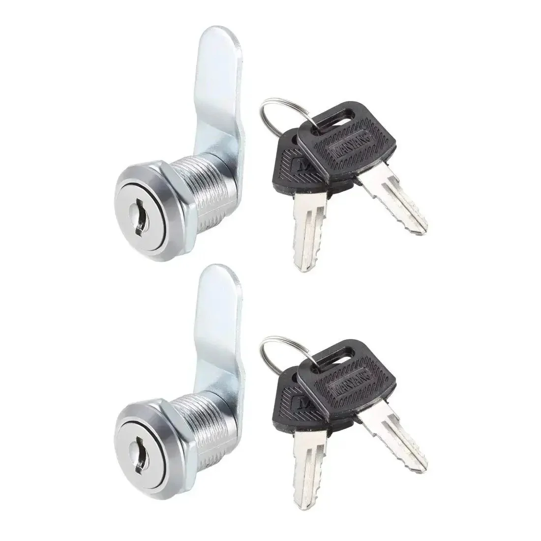 Cam Lock Three Quarter Inch Cylinder Length Cabinet Lock 2 Pack No 4 Cam Fits Up To One Half Inch Panel Thickness Zinc Alloy Chrome Plated Built Tough Keyed Different And Easy To Install