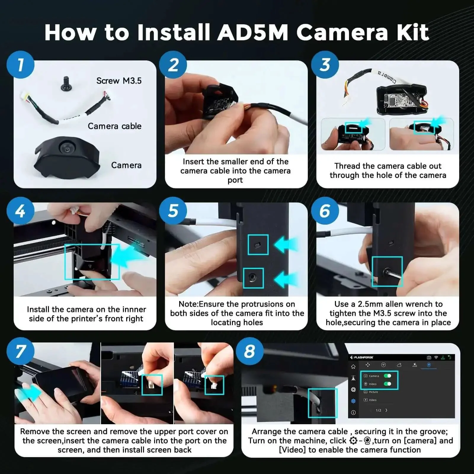 Camera Live View Kit For Adventurer 5M And Adventurer 5M Pro And AD5X 3D Printer Real Time Monitoring With LAN Access And Flash Maker App For Quick Print Status Checks On The Go - Image 2