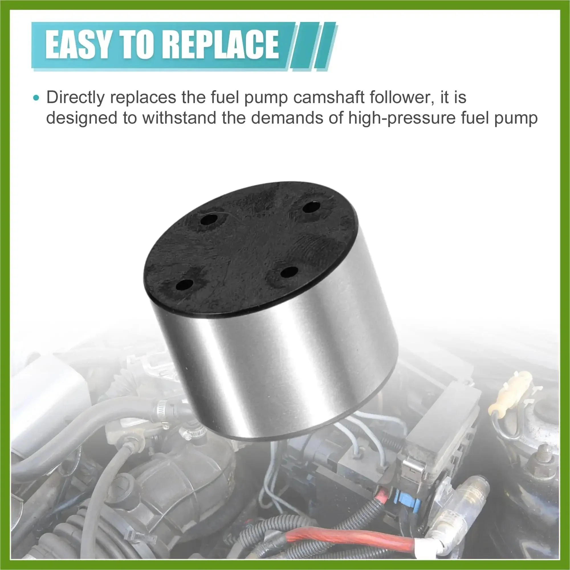 Camshaft Follower For High Pressure Fuel Pump Durable Fuel Pump Cam Follower Compatible With Ford Edge Escape Focus Fusion Explorer Fiesta Lincoln MKT LR4 Discovery 2010 2019 Replacement No 8W9Z6C287A - Image 3