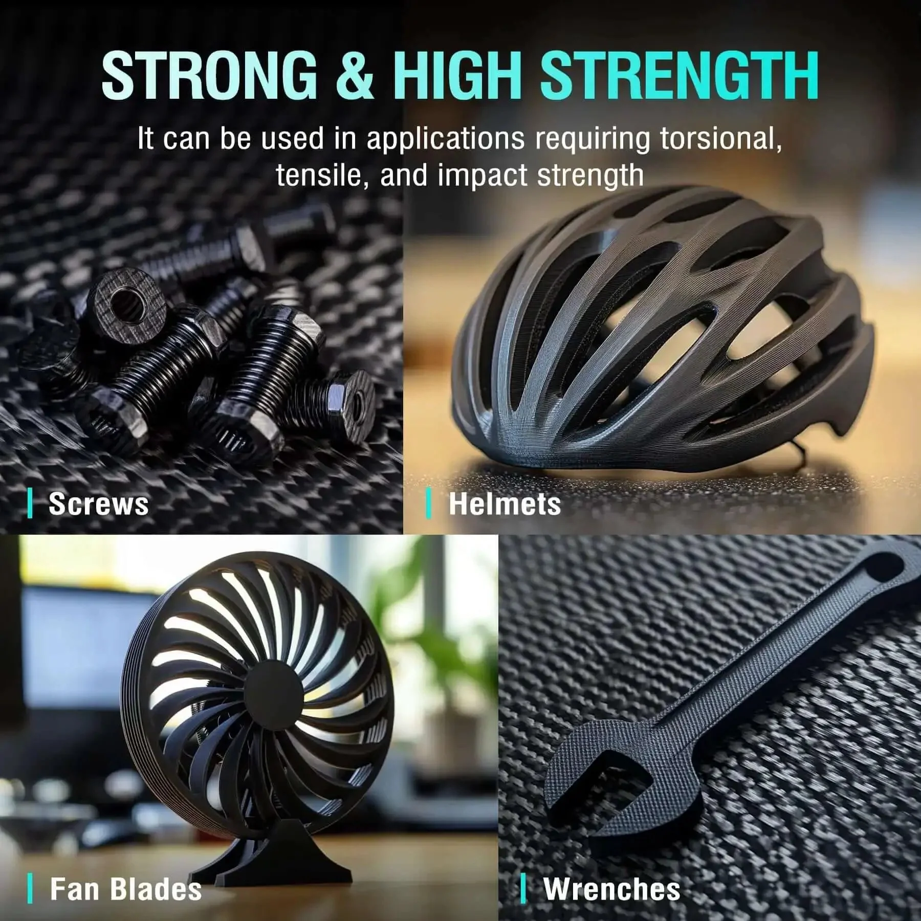 Carbon Fiber Reinforced Nylon Filament PA6-CF 1.75mm 1kg For Industrial Parts Frosted Black, Heat Resistant Up To 209 C, Stiff And Strong With Great Layer Adhesion And High Temperature Durability - Image 8