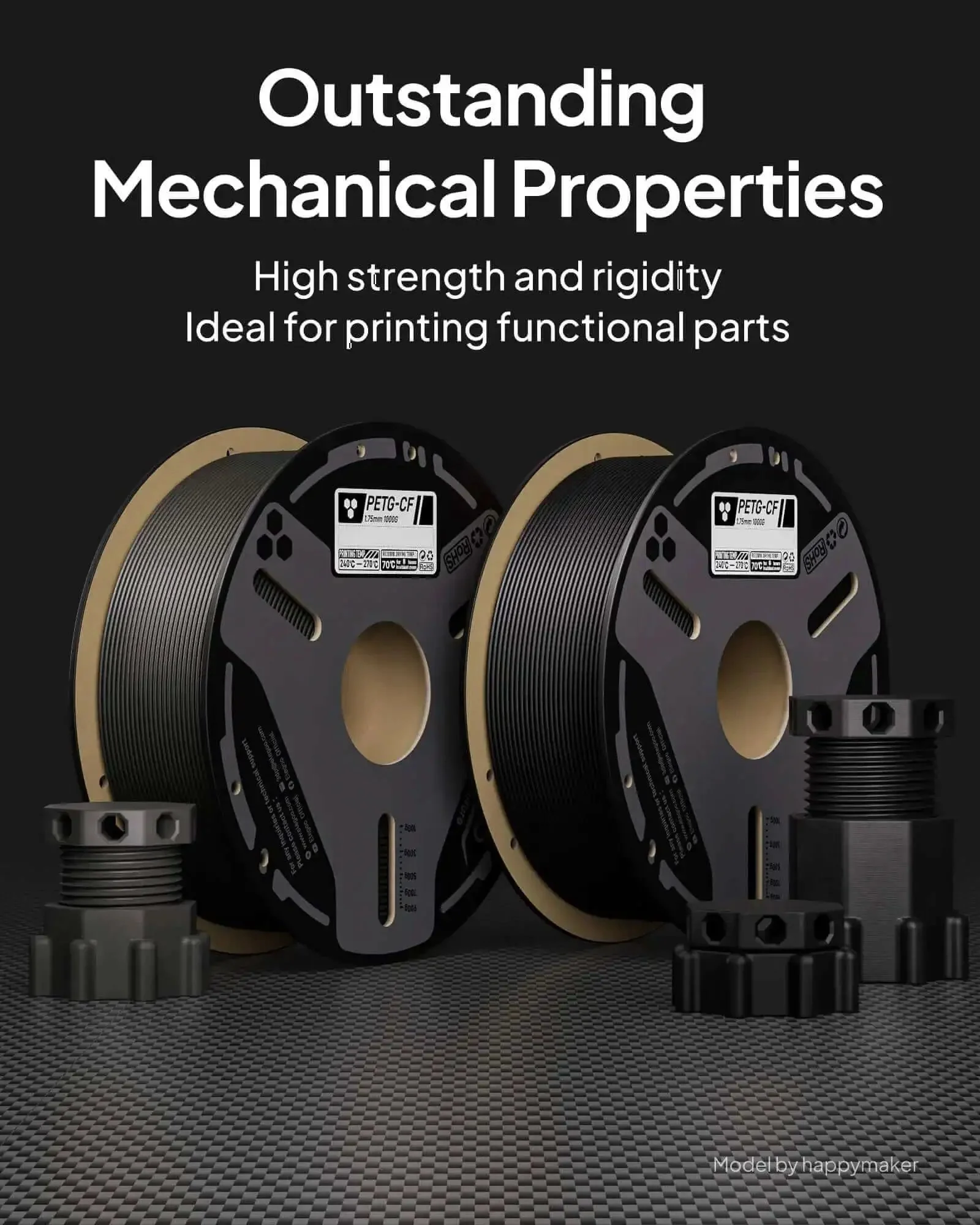 Carbon Fiber Reinforced PETG Filament 1.75mm 1kg Spool For FDM 3D Printers - Beefed-Up Strength, Tough As Nails, High Impact, Abrasion Resistant Filament For Functional Parts And Outdoor Projects - Image 7
