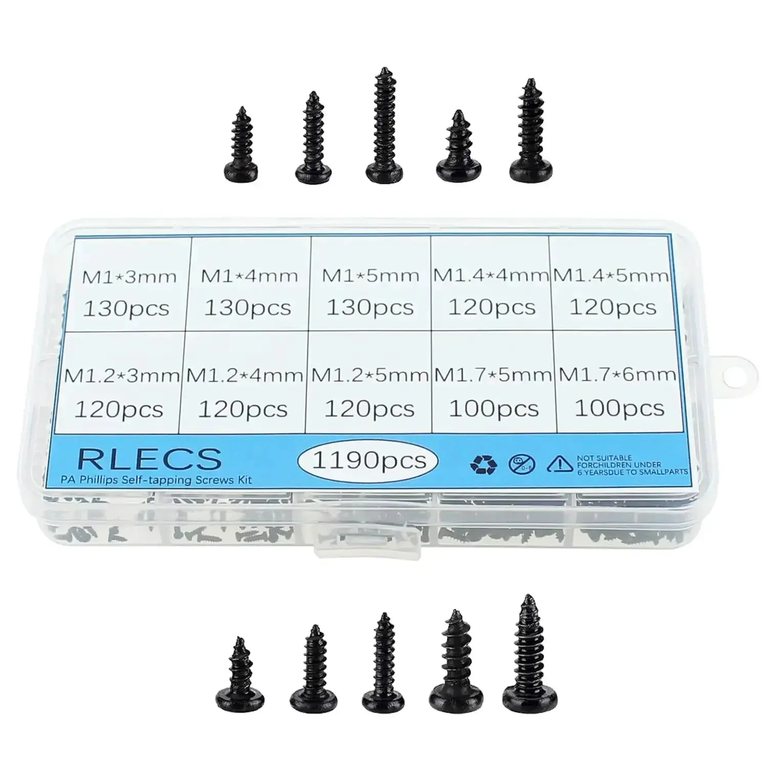 Carbon Steel Precision Screw Set With Phillips Round Head Miniature Self Tapping Screws M1, M1.2, M1.4 And M1.7 For Household Appliances, Hardware And Mechanical Equipment Built Tough, Durable High Hardness, Easy Install And A Tight, Stable Fit