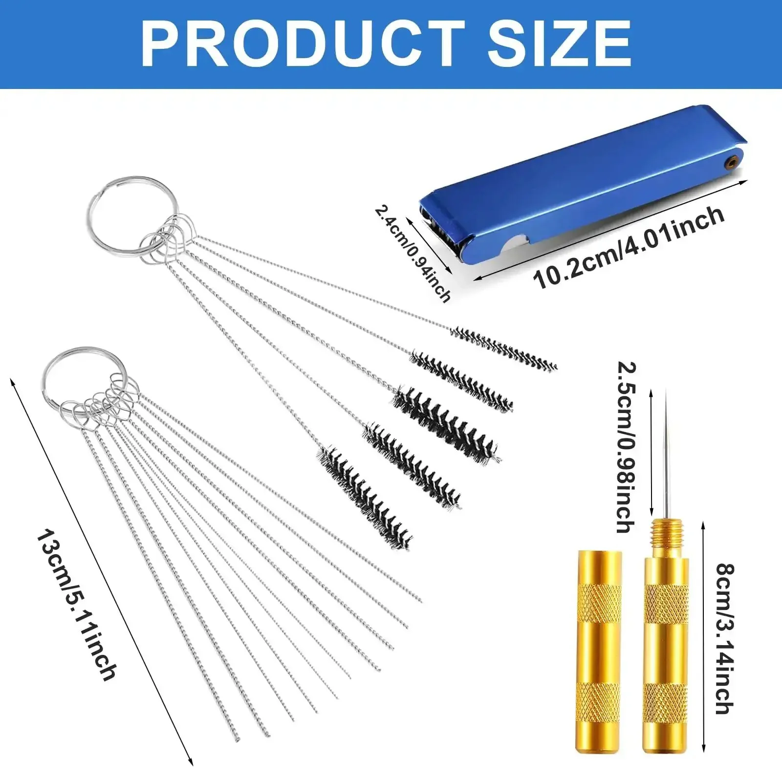 Carburetor Cleaning Kit Pro Grade All In One With Torch Tip Cleaner Stainless Steel Tools 13 Cleaning Lines 10 Needles 5 Nylon Brushes 1 Pointed Pick For Small Engines Lawn Mower Welding Stove Airbrush Spray Gun - Image 2
