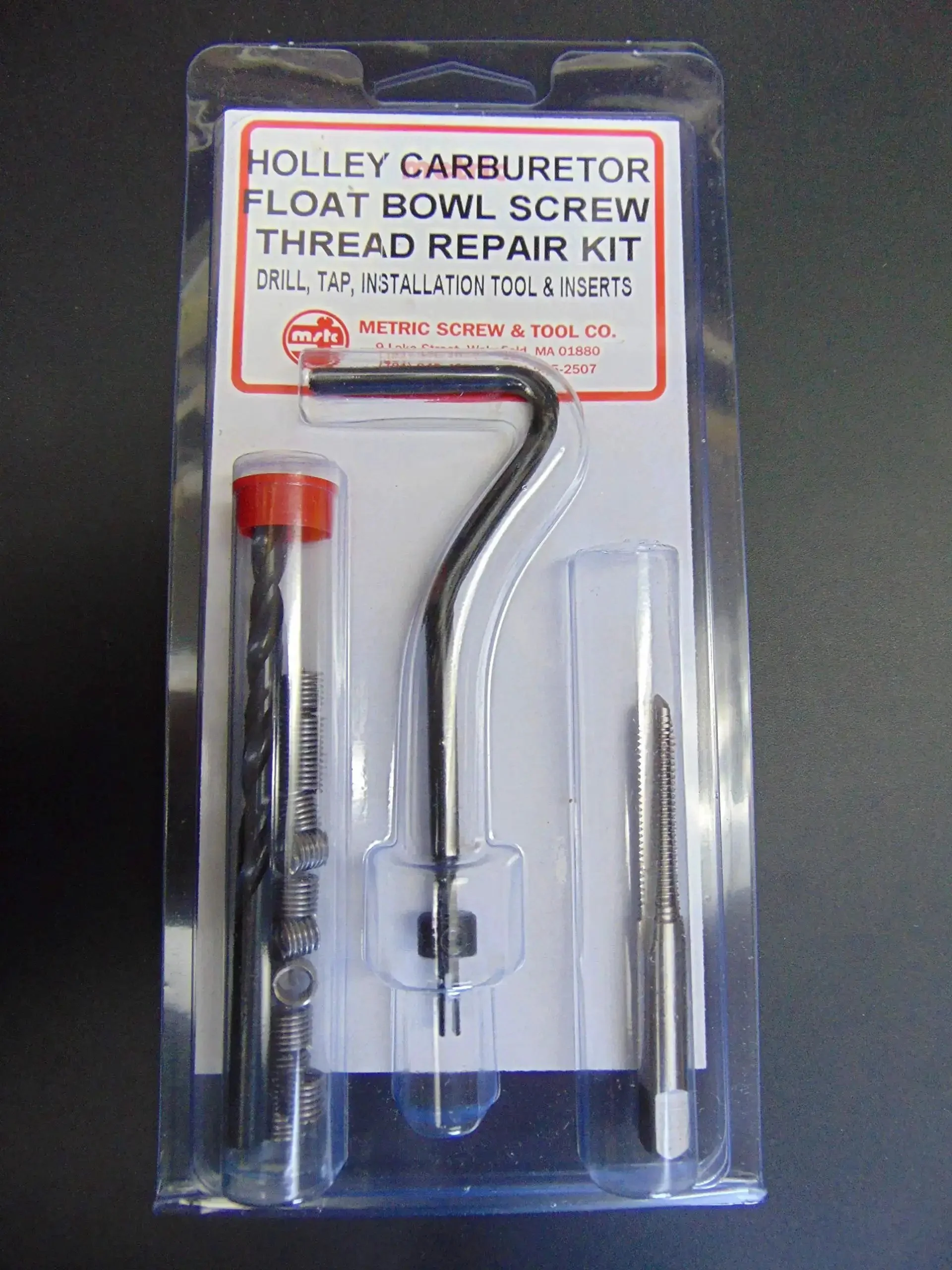 Carburetor Float Bowl Screw Helicoil Style Thread Repair Kit With Hardened Stainless Inserts And Drill Restores Stripped Threads On All Float Bowl Screws Reuses Your Original Screws And Keeps Your Ride Tight USA Made