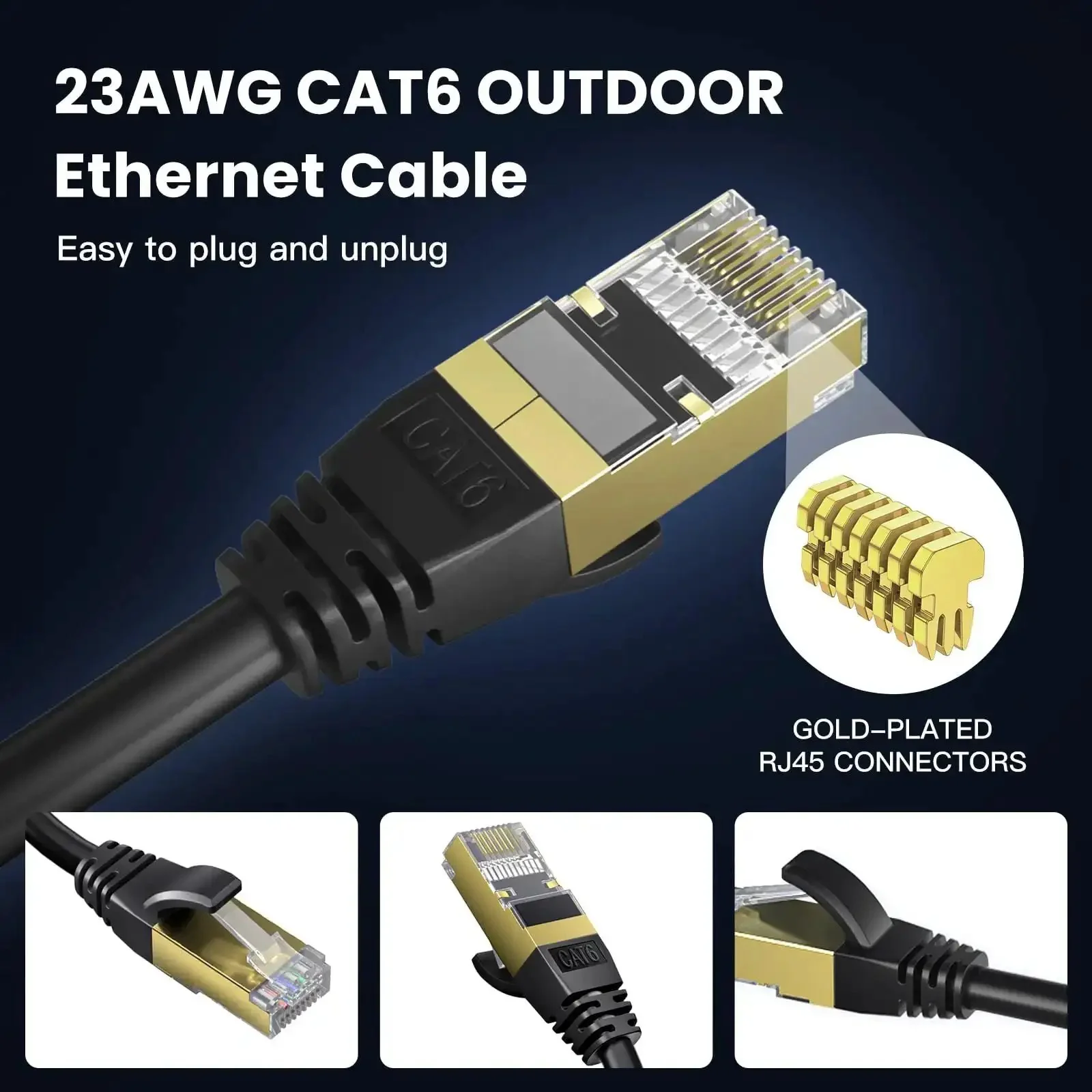 Cat 6 Ethernet Cable 100 Ft Outdoor Indoor 23AWG 10Gbps High Speed Weatherproof Tough As Nails Direct Burial LLDPE UV Jacket RJ45 CCA LAN Cable 20 Ties Supports Cat5e Cat5 Cat6 Networks - Image 5