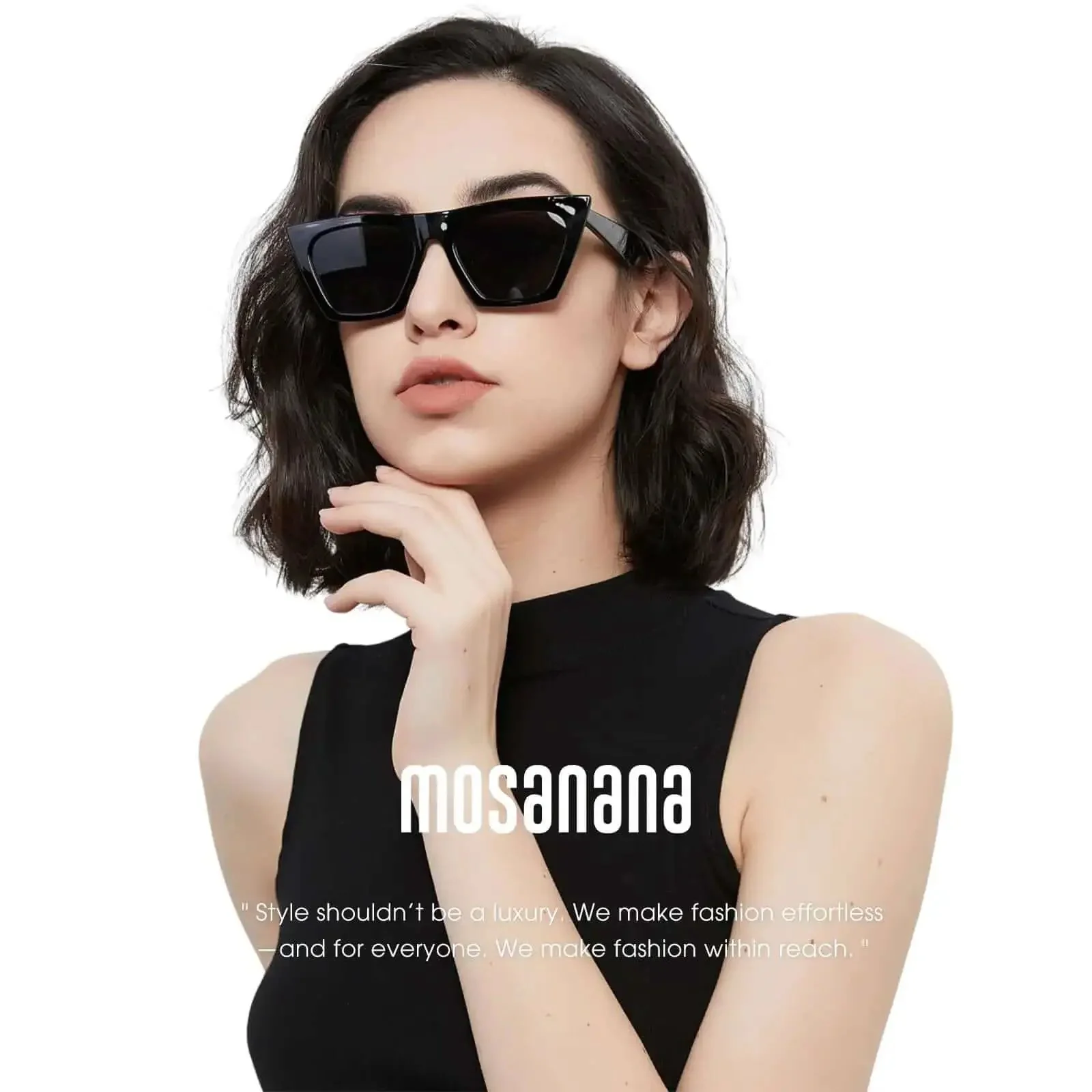 Cat Eye Sunglasses For Women Sharp Angles Frame With UV400 Protection Black 2Pack Retro Cool Vintage Fashion 90s Funky Ladies Small Chunky Unique MS51801 Trendy Square Cateye Eyewear For Everyday Sunny Days - Image 5