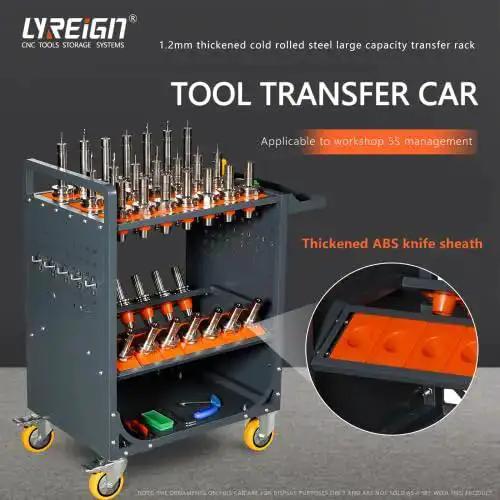 CAT40 Classic Mobile CNC Tool Storage Cart With Wheels, Pro Grade CNC Tool Holder Keeper For Machining Centers And Warehouses, 35 Tool Capacity, Antique Grey Finish, Rust Resistant And Wear Resistant Construction - Image 5