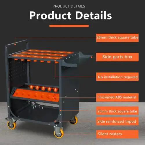CAT40 Classic Mobile CNC Tool Storage Cart With Wheels, Pro Grade CNC Tool Holder Keeper For Machining Centers And Warehouses, 35 Tool Capacity, Antique Grey Finish, Rust Resistant And Wear Resistant Construction - Image 7