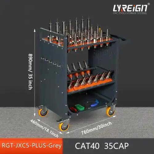 CAT40 Classic Mobile CNC Tool Storage Cart With Wheels, Pro Grade CNC Tool Holder Keeper For Machining Centers And Warehouses, 35 Tool Capacity, Antique Grey Finish, Rust Resistant And Wear Resistant Construction - Image 9