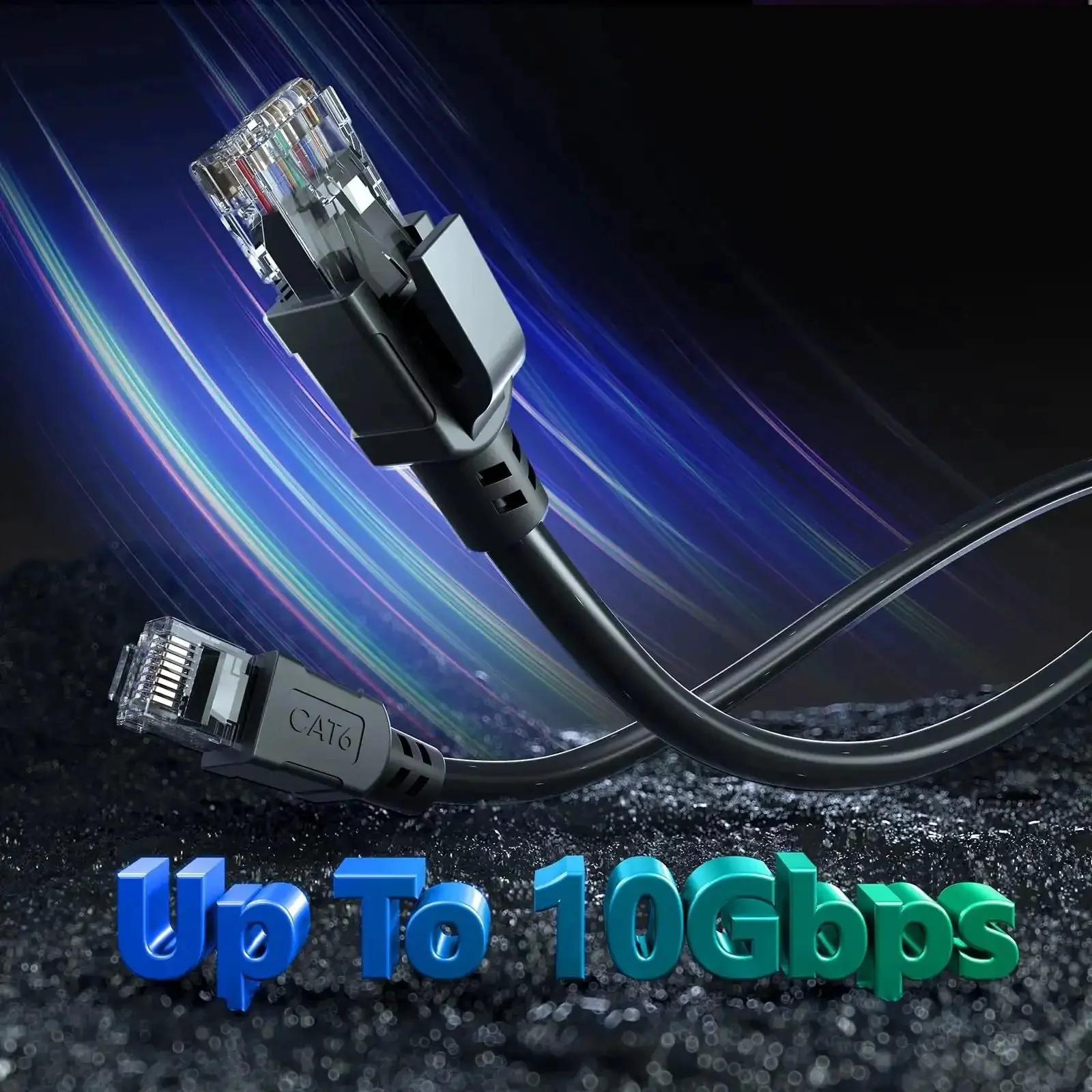 Cat6 Outdoor Ethernet Cable 100 Ft Direct Burial 24AWG Waterproof LLDPE UV Jacket 10Gbps Ready For POE Works With Cat5e Cat5 UTP CCA Includes 20 Ties For Tough Outdoor Network Install - Image 2