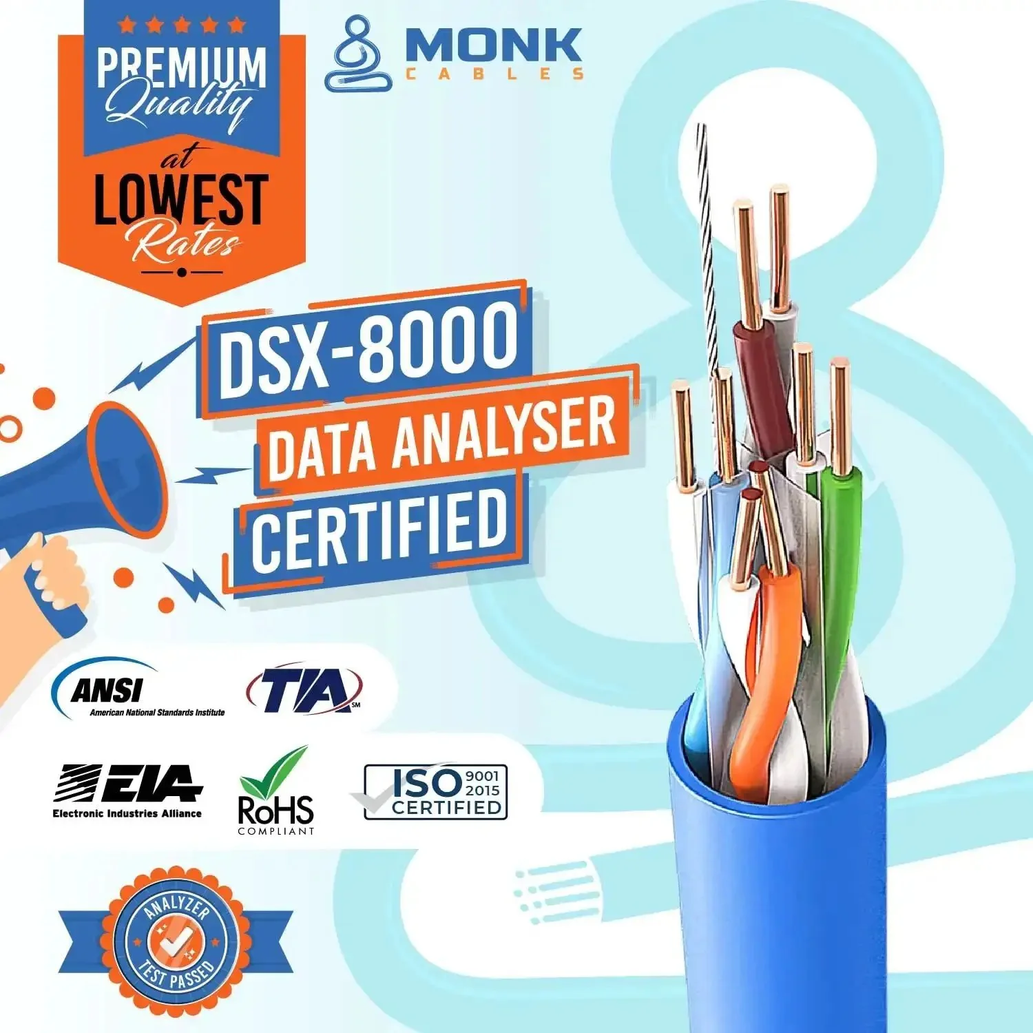 Cat6 Plenum Cable 1000Ft UTP 23AWG 550MHz DSX8000 Certified Premium Grade Ethernet Cable Blue For Fast Stable LAN Performance And Military Grade Quality - Image 6