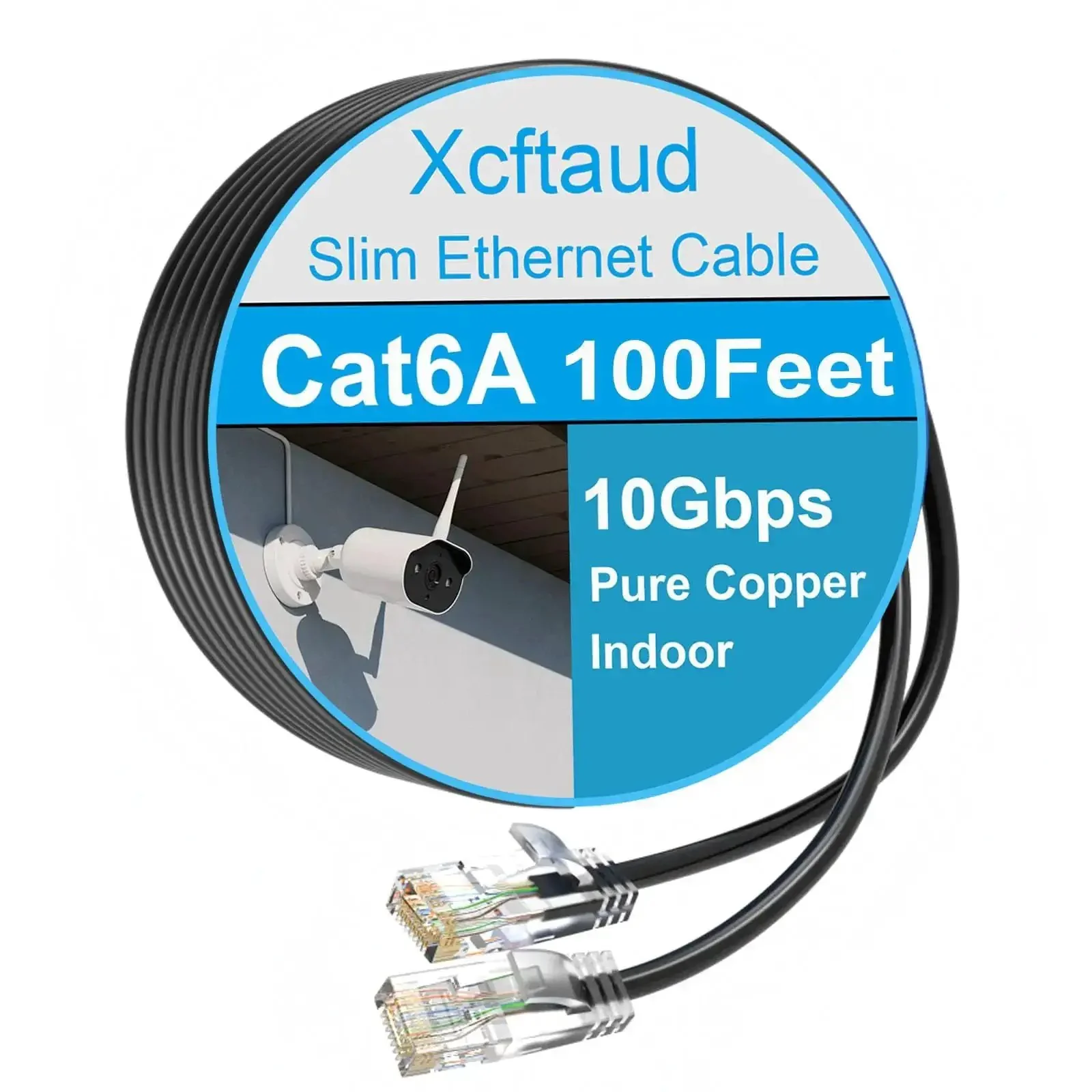 Cat6a Ethernet Patch Cable 100 Feet Slim UTP Copper For 10Gbps Networking 550MHz Beast Speed Black Patch Cord For Home Office Setup And Gaming Devices Now