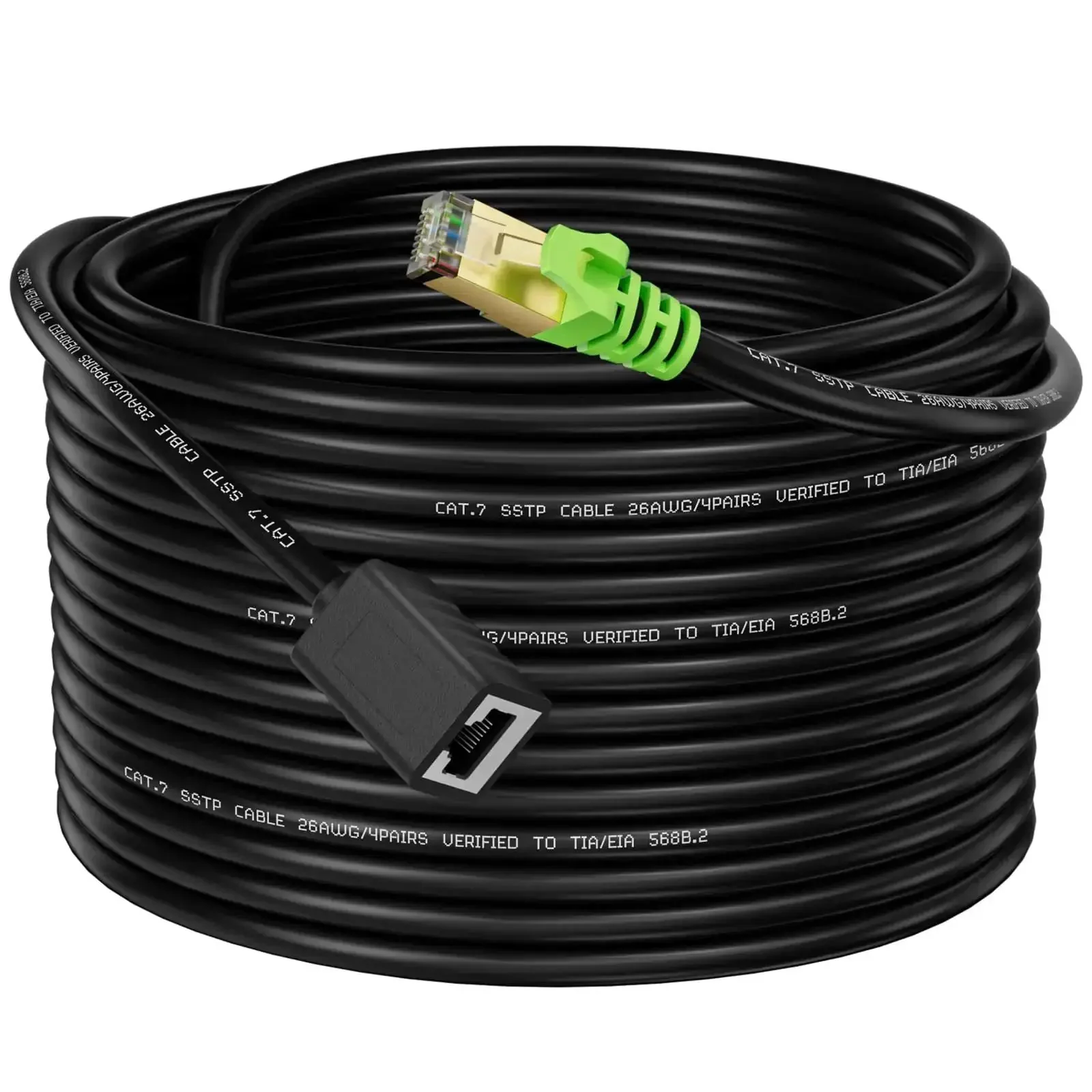 Cat6a Shielded Ethernet Extension Cable 20 Feet Upward Angled RJ45 Patch Cable Male To Female Connector SFTP Network Cord Tangle Free For Tight Spaces High Speed Internet Durable Shielded Patch Cable