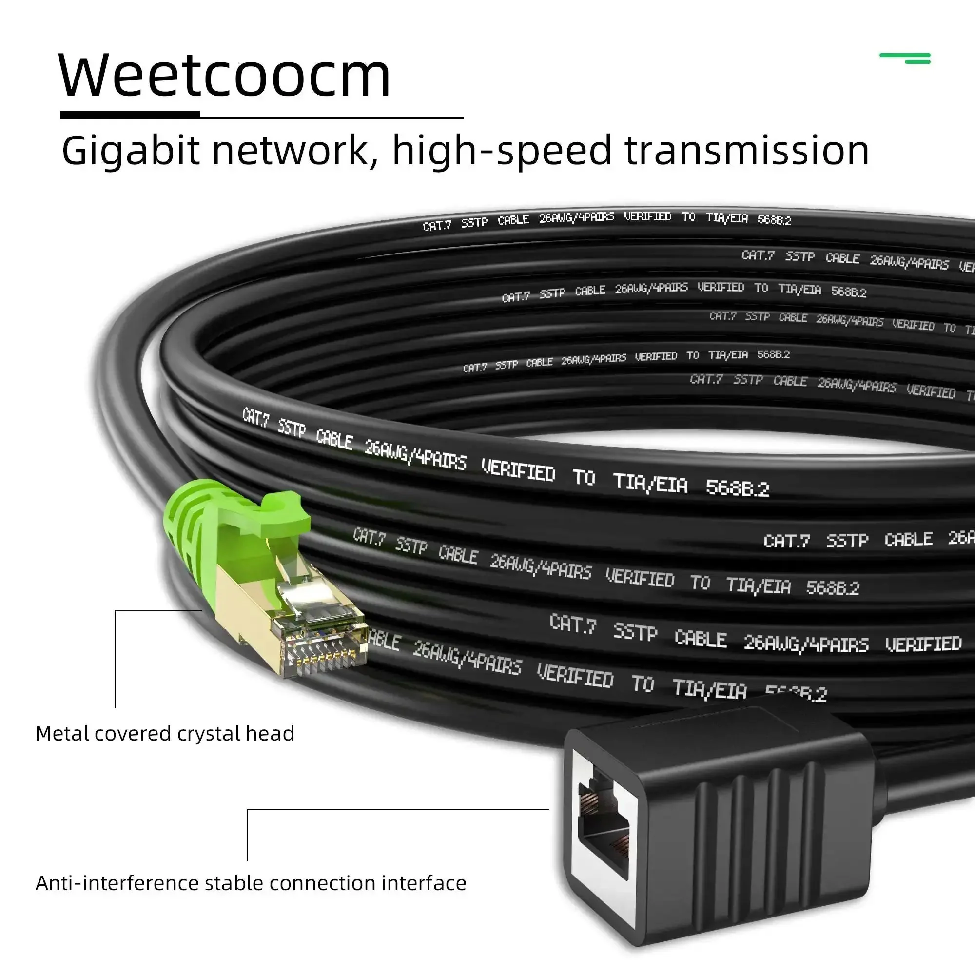 Cat6a Shielded Ethernet Extension Cable 20 Feet Upward Angled RJ45 Patch Cable Male To Female Connector SFTP Network Cord Tangle Free For Tight Spaces High Speed Internet Durable Shielded Patch Cable - Image 8