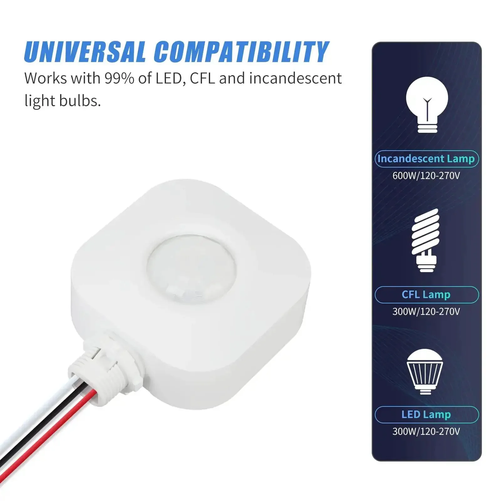 Ceiling Occupancy Motion Sensor Switch For High Bay Fixtures, 360 Degree PIR Auto On Off Lighting, 120 277VAC, Neutral Wire Required, UL FCC Approved, Adjustable Light Sensor, Easy Ceiling Mount - Image 4