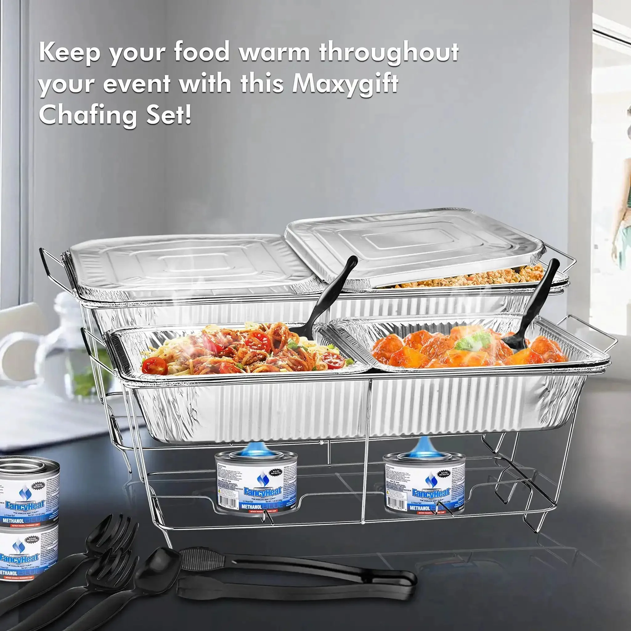 Chafing Wire Rack Buffet Stand 12 Pack Full Size Racks For Dish Serving Trays And Food Warmers Party Ready Catering Supplies For Parties Occasions And Events Easy Handling With Built In Handles - Image 2