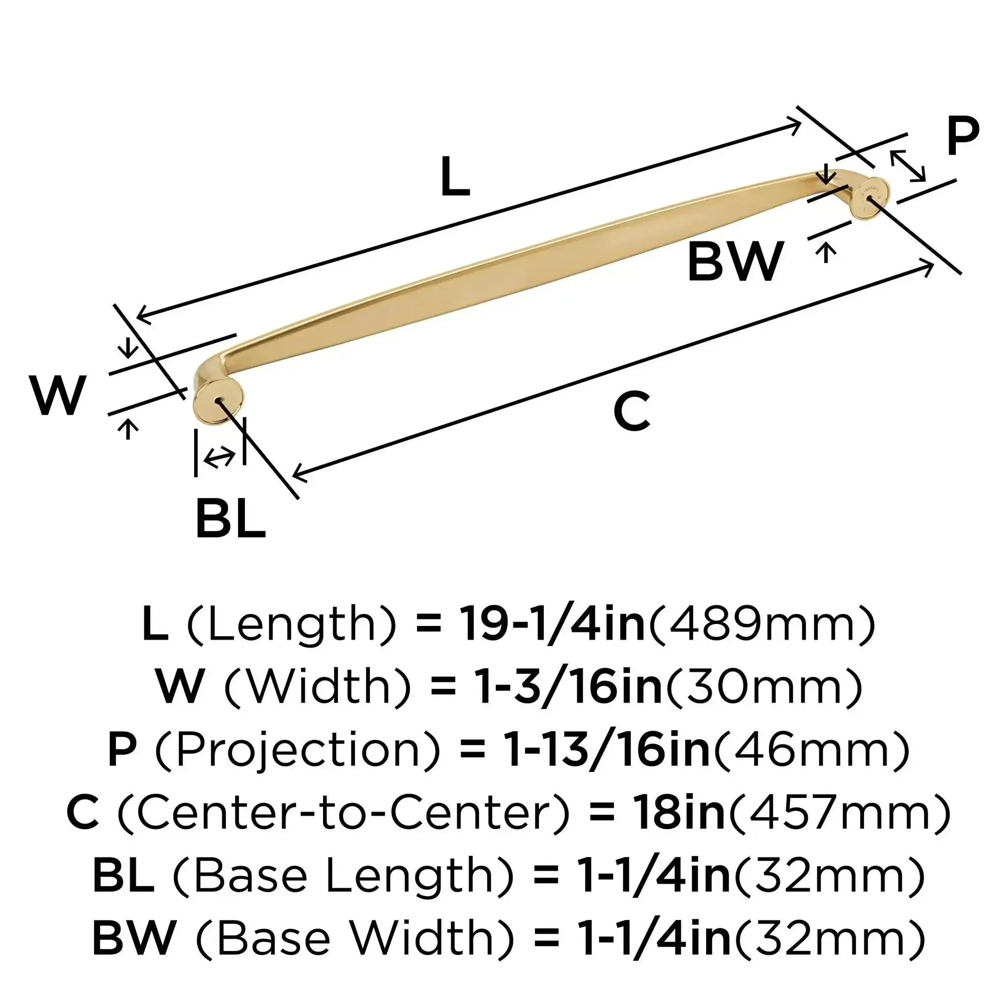 Champagne Bronze Appliance Pull For Large Paneled Cabinets, 18 Inch Center To Center Cabinet Handle, Heavy Duty Kane Style, Transitional Furniture Hardware, Nearly 19 And A Quarter Inch Overall Length, Beefy Yet Sleek And Easy Install - Image 5