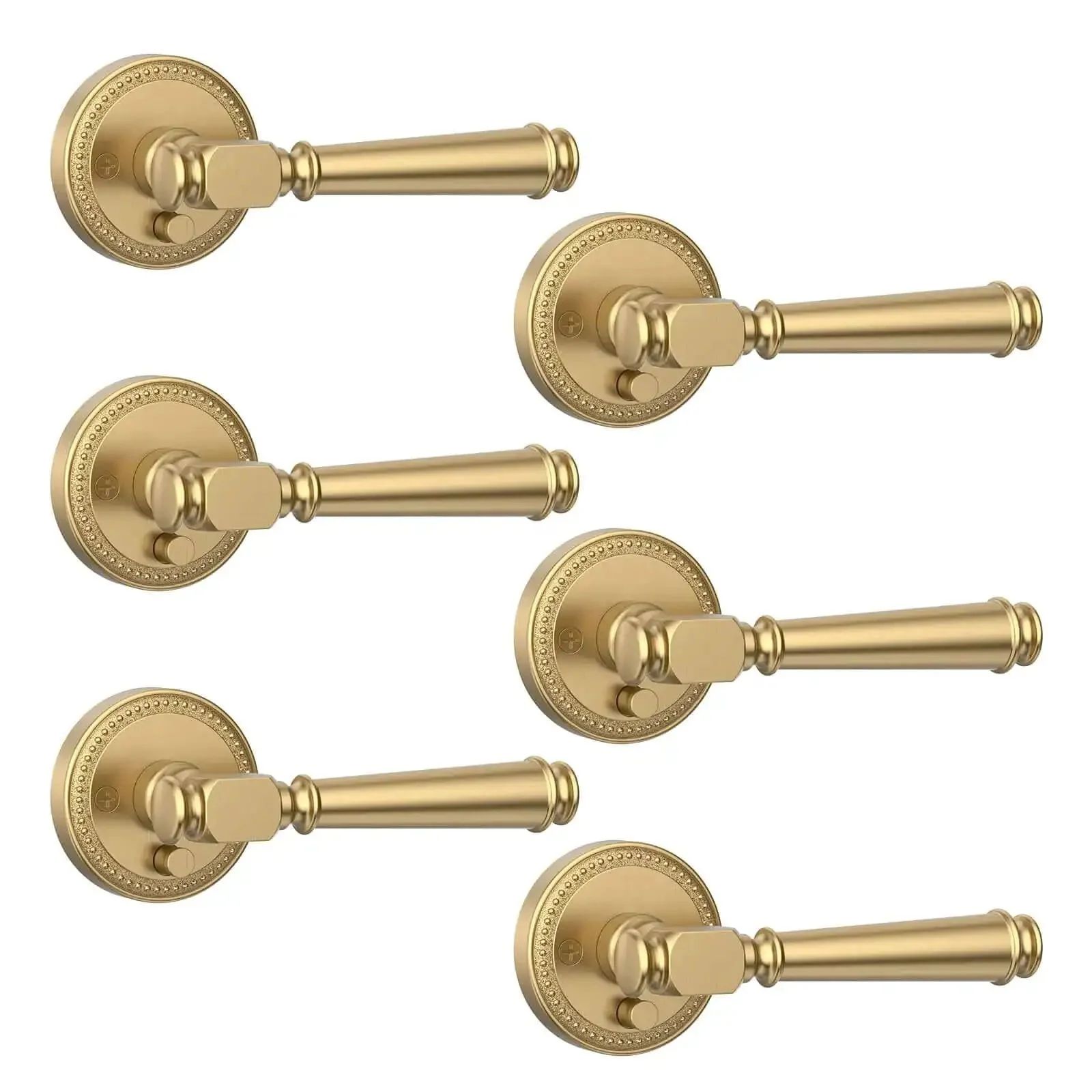 Champagne Bronze Privacy Door Handles For Interior Doors, Heavy Duty Door Levers Built To Last For Bedroom And Bathroom, Reversible For Right And Left, Keyless Push Button Lock With Emergency Release