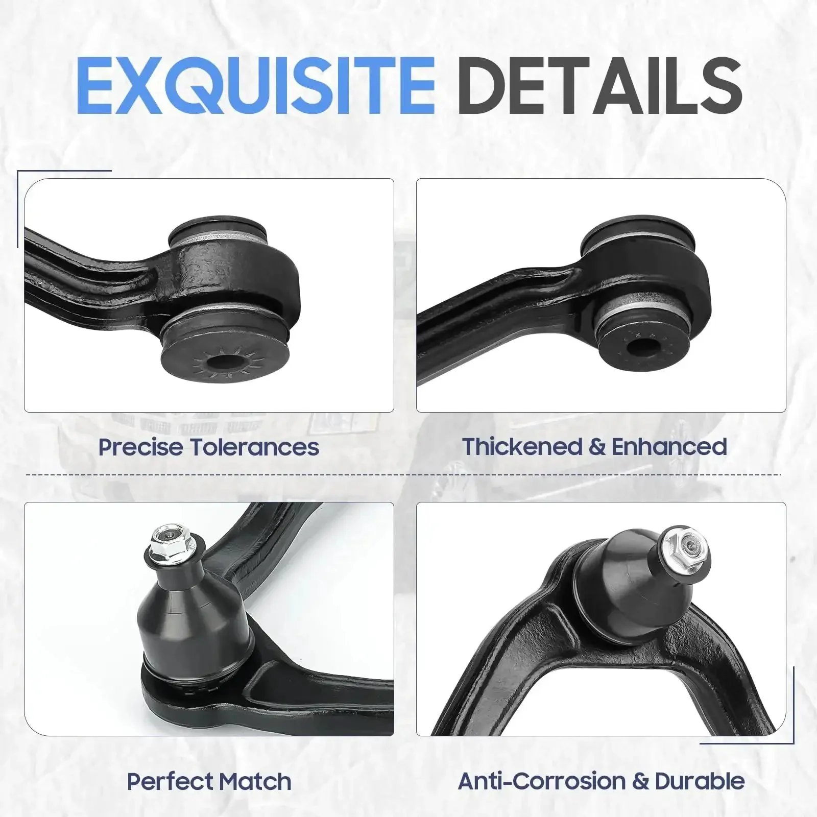Chevy 4WD Front Upper Control Arms With Ball Joints Tie Rods Suspension Kit For 1999 2006 Silverado Suburban Tahoe Avalanche Yukon Sierra Cadillac Escalade 13 Piece Set Heavy Duty Front End Upgrade And Beefed Up Rebuild Pack - Image 4