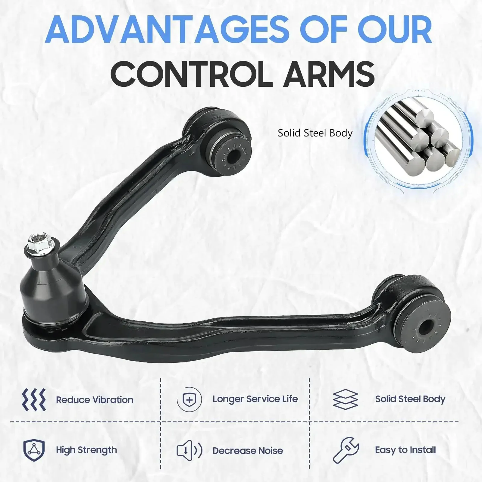 Chevy 4WD Front Upper Control Arms With Ball Joints Tie Rods Suspension Kit For 1999 2006 Silverado Suburban Tahoe Avalanche Yukon Sierra Cadillac Escalade 13 Piece Set Heavy Duty Front End Upgrade And Beefed Up Rebuild Pack - Image 6