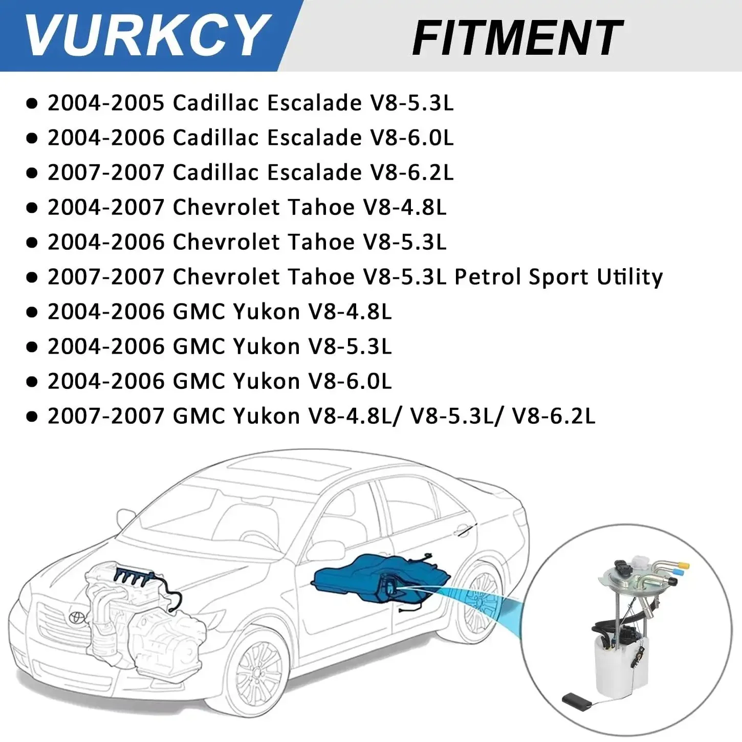 Chevy Tahoe And GMC Yukon Fuel Pump Module With Pressure Sensor Gasoline Engine Replacement 2004 2005 2006 2007 V8 4.8L 5.3L 6.0L 6.2L OE E3581M Ready To Roll Direct Fit Replaces MU1639 19256621 88965556 19207716 - Image 6