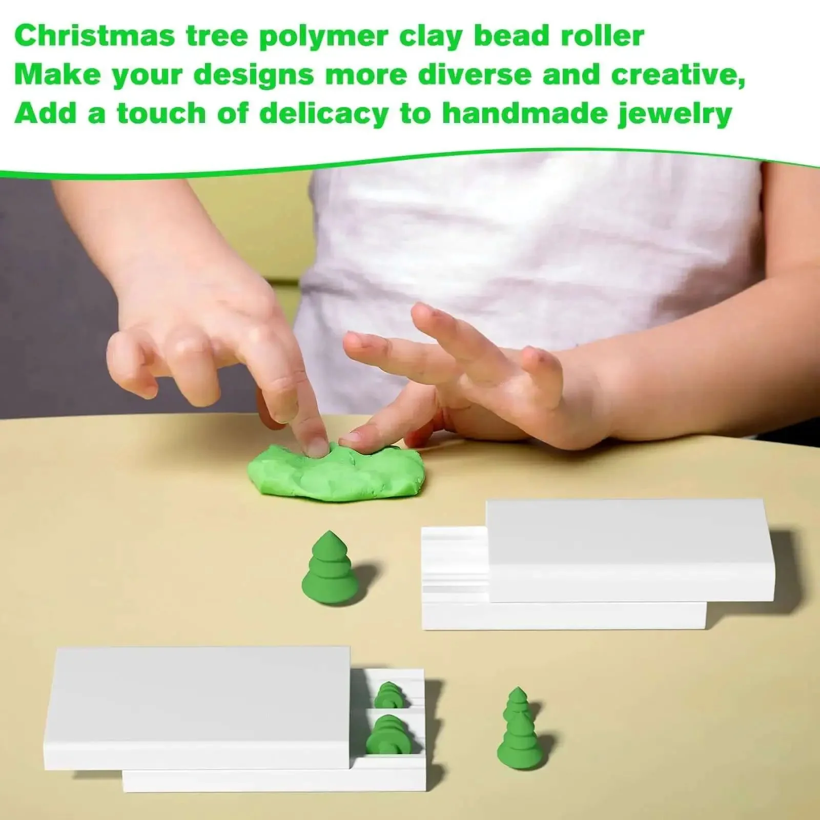 Christmas Tree Polymer Clay Bead Roller Set With 2 Rolls For Modeling Clay, A Handy Bead Roller For Creating Christmas Tree Beads In 3 Sizes, Perfect DIY Jewelry Making Tool And Holiday Craft Supply - Image 2