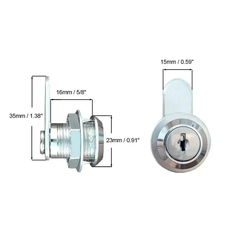 Chrome Finish Cam Lock Kit For Cabinets And Drawers, Five Eighth Inch Cylinder, Fits Up To Three Eighth Inch Panel, Keyed Alike, Two Pack, Built To Last Zinc Alloy Construction - Image 4