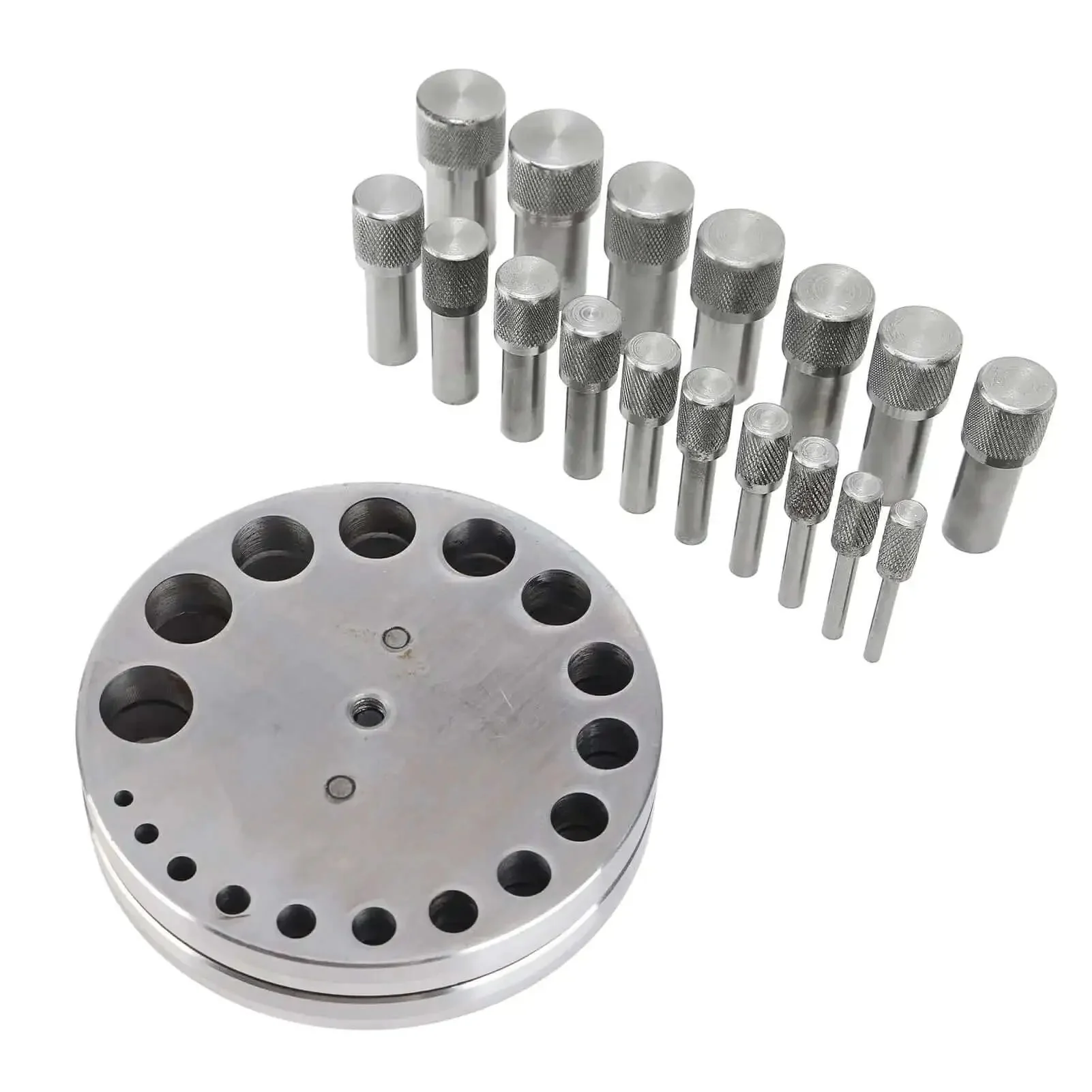 Circle Disc Cutter Set For Jewelry Making And Metal Forming, Pro Steel Punch Die Tray, Durable 45 Steel Tool For Rings, Pendants, Shims, Leather, Paper, And Crafts, Great For Hobbyists And Pros