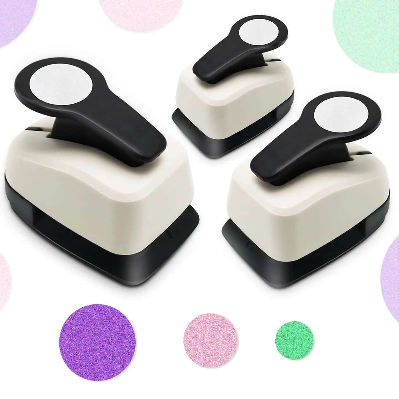 Circle Hole Punch Set For Crafts, Three Circle Punches One Inch Five Eighths Inch And Three Eighths Inch, Paper Puncher Tool Made From ABS And Zinc Alloy, Awesome For Scrapbooking Card Making Gift Tags And DIY Paper Crafts