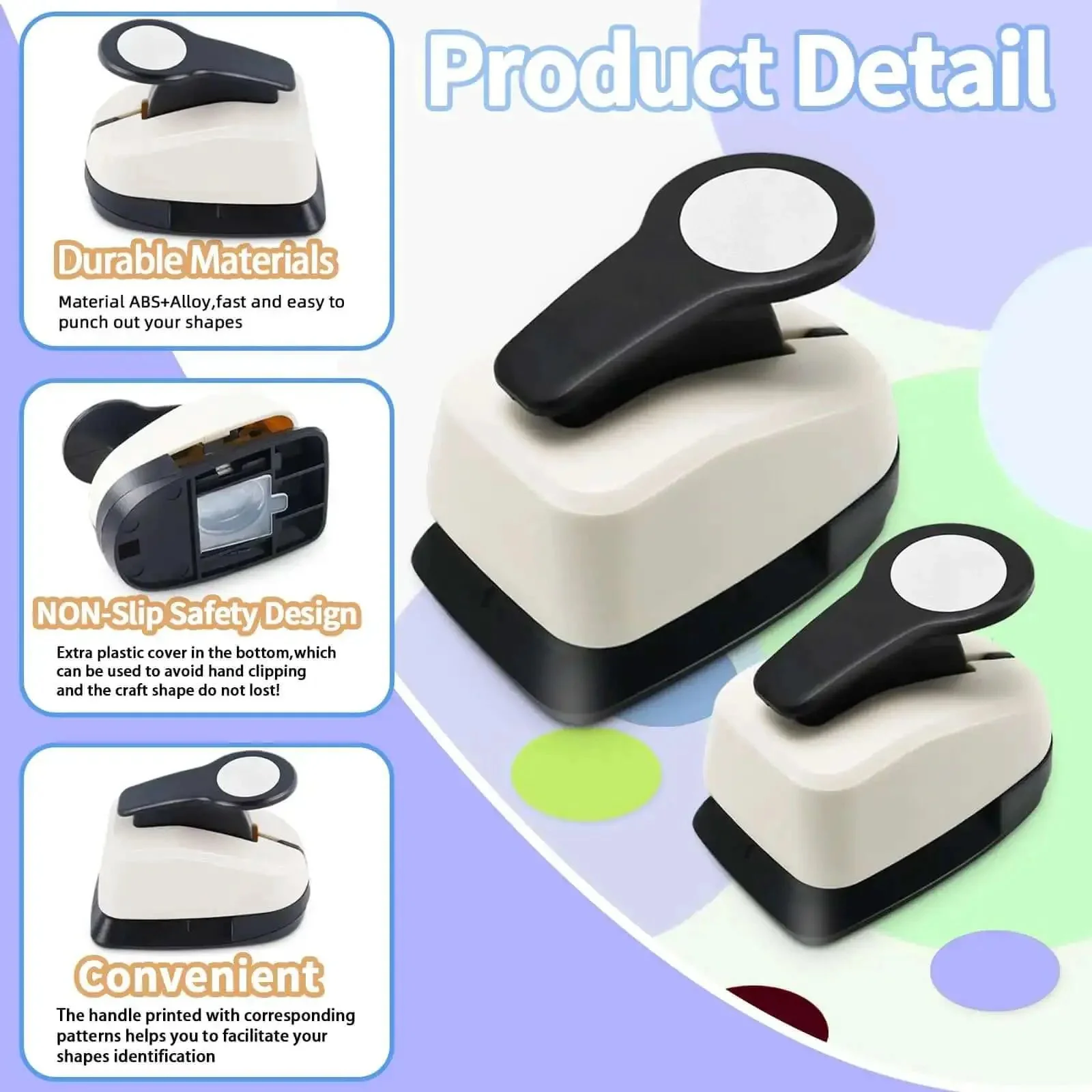 Circle Hole Punch Set For Crafts, Three Circle Punches One Inch Five Eighths Inch And Three Eighths Inch, Paper Puncher Tool Made From ABS And Zinc Alloy, Awesome For Scrapbooking Card Making Gift Tags And DIY Paper Crafts - Image 4