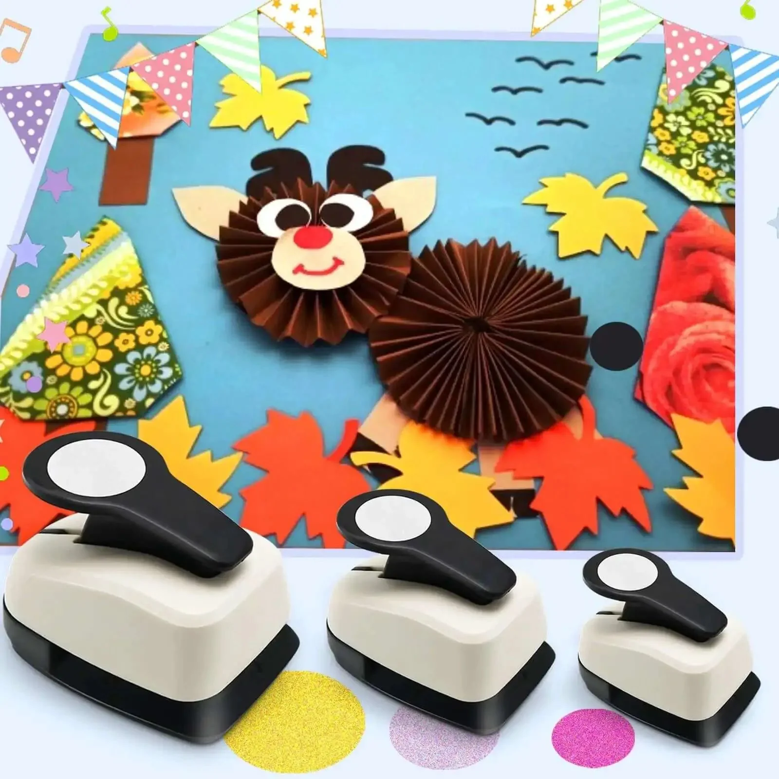 Circle Hole Punch Set For Crafts, Three Circle Punches One Inch Five Eighths Inch And Three Eighths Inch, Paper Puncher Tool Made From ABS And Zinc Alloy, Awesome For Scrapbooking Card Making Gift Tags And DIY Paper Crafts - Image 6