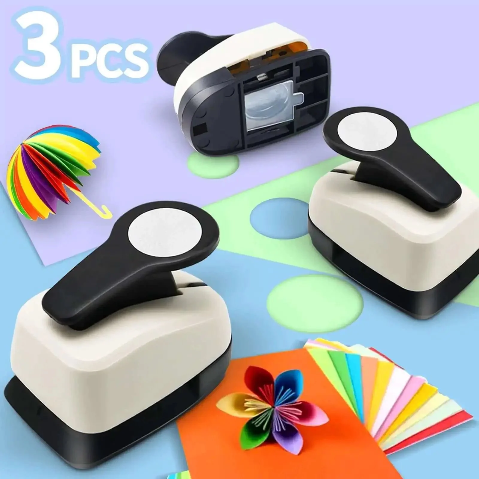 Circle Hole Punch Set For Crafts, Three Circle Punches One Inch Five Eighths Inch And Three Eighths Inch, Paper Puncher Tool Made From ABS And Zinc Alloy, Awesome For Scrapbooking Card Making Gift Tags And DIY Paper Crafts - Image 7