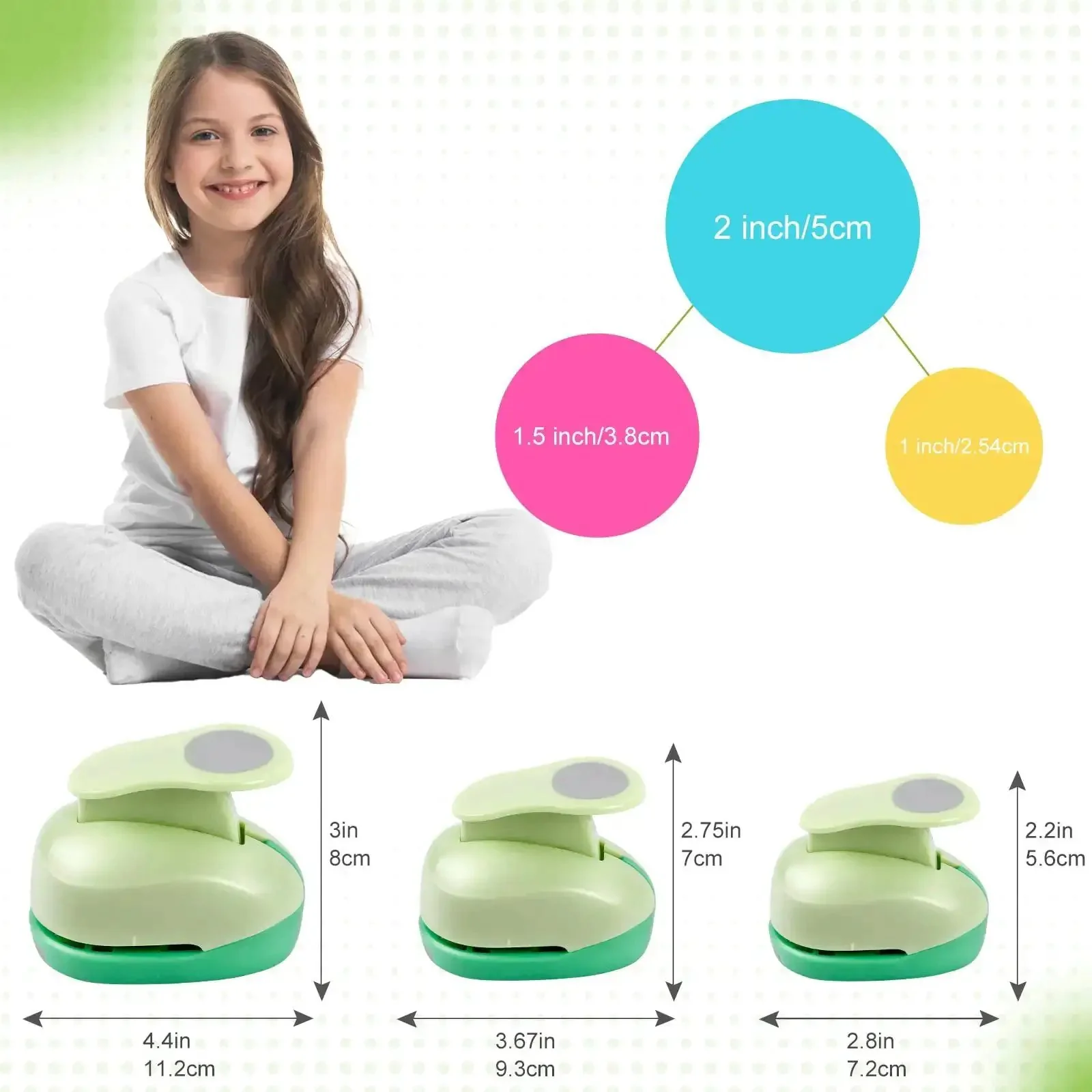 Circle Punch Set Of 3 Inches, 2 In, 1.5 In And 1 In For Crafting Scrapbooking Cards And DIY Albums Durable Zinc Alloy Round Hole Punch Circle Cutter For Precise Clean Cuts - Image 8