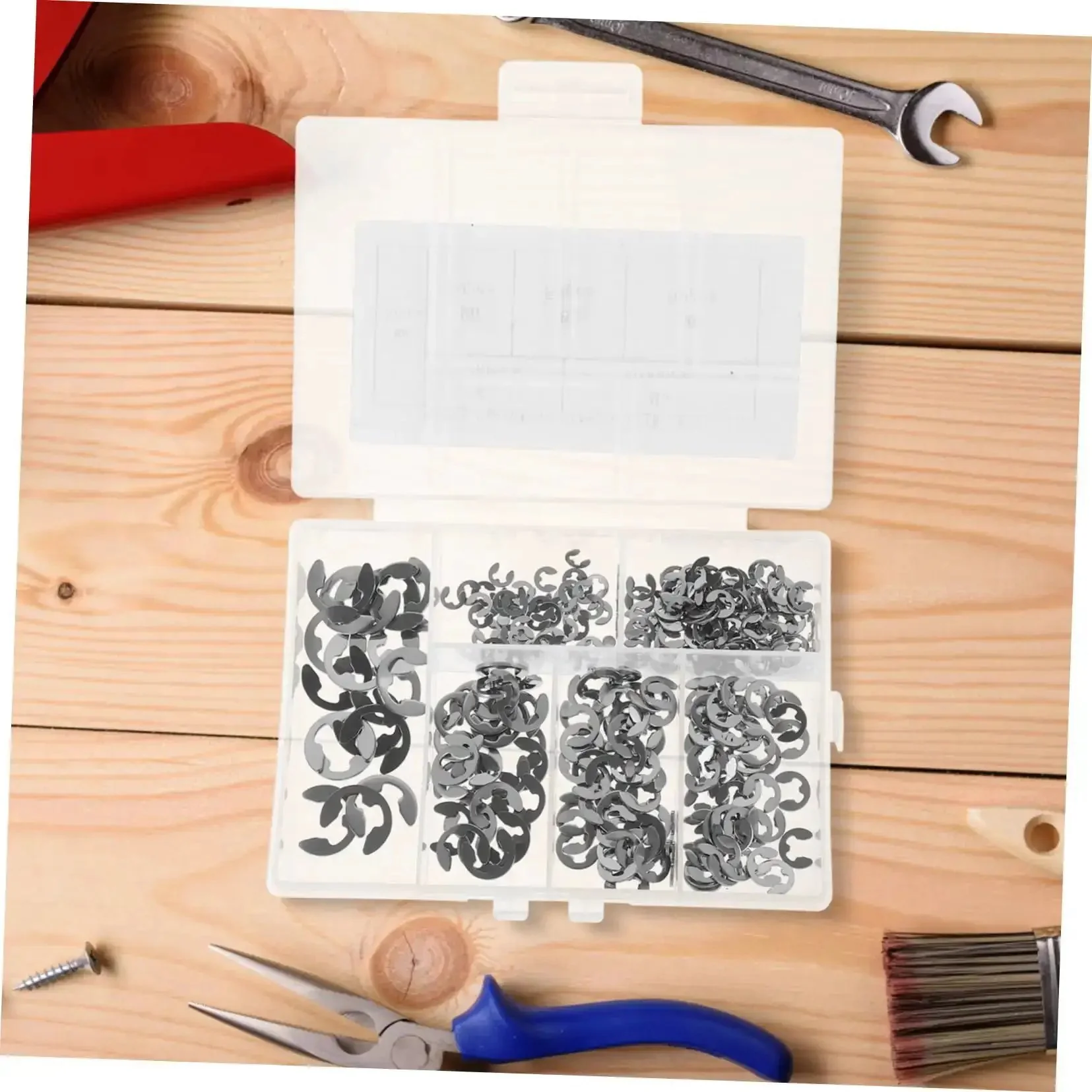 Circlip And Split Washer 300 Piece Set Stainless Steel 304 E Type Retaining Rings Transparent Storage Case For Quick Access Pro Grade Rust Resistant Fastener Kit For Industrial Projects - Image 6