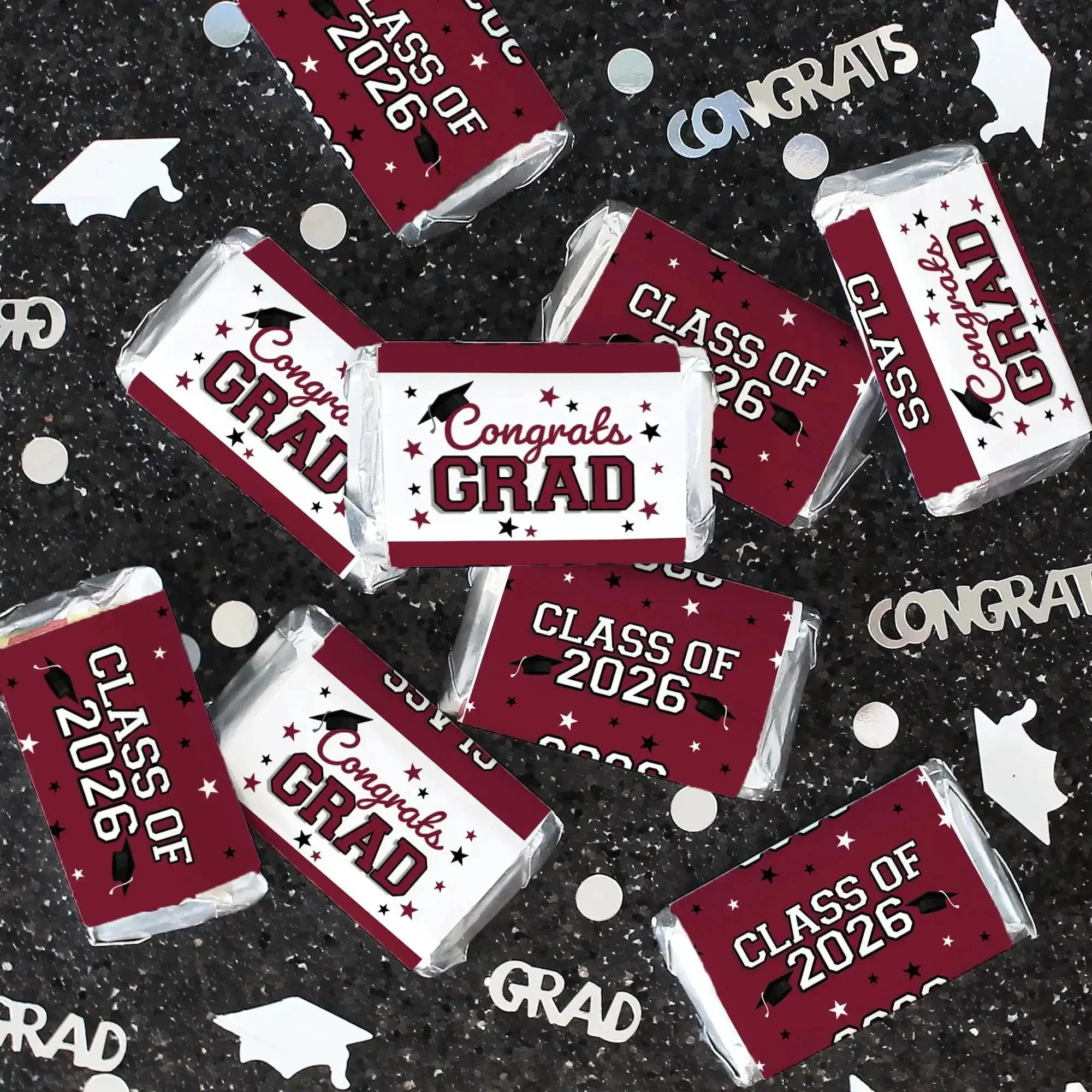 Class Of 2026 Graduation Mini Candy Bar Wrappers For Epic Party Favors Maroon Design 42 Count Self Adhesive Stickers To Wrap 2.5x1.25 Inch Mini Chocolate Bars For A Cohesive Graduation Celebration - Image 5