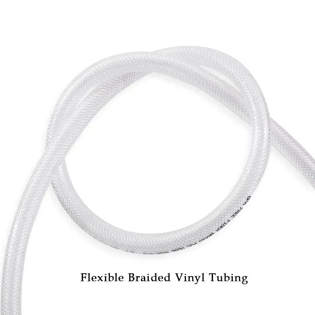 Clear Braided PVC Tubing One Half Inch Inner Diameter Fifty Feet Long Flexible High Pressure Reinforced Vinyl Hose For Water Air And Fluids In Automotive Marine And Industrial Applications Easy To Install - Image 4