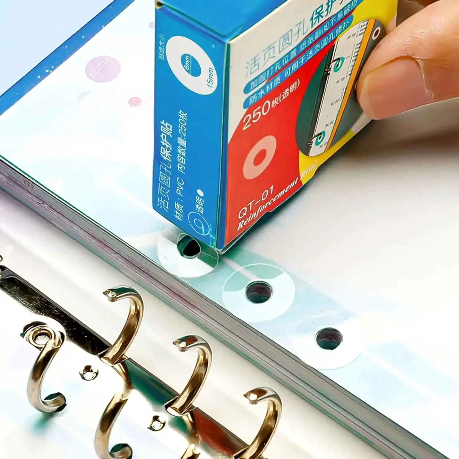 Clear Hole Reinforcement Stickers Pack 1000 Count 4 Boxes Of 250 Easy Peel Self Adhesive 0.6 Inch Reinforcements For 1/4 Inch Hole Punch Transparent Tear Resistant Ideal For Binder Pages School And Office - Image 5