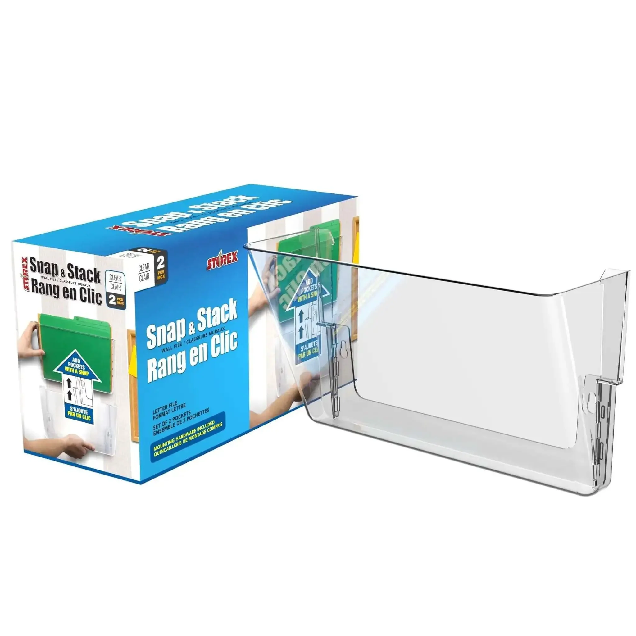 Clear Letter Size Wall File Organizer, 2 Pack, Easy Mount With Anchor Screws, Double Sided Tape, And Pocket Clip, Snap Together Pockets, One Piece Durable Design For Home Office, Fits Letter And A4 Documents Case Of 6 - Image 5