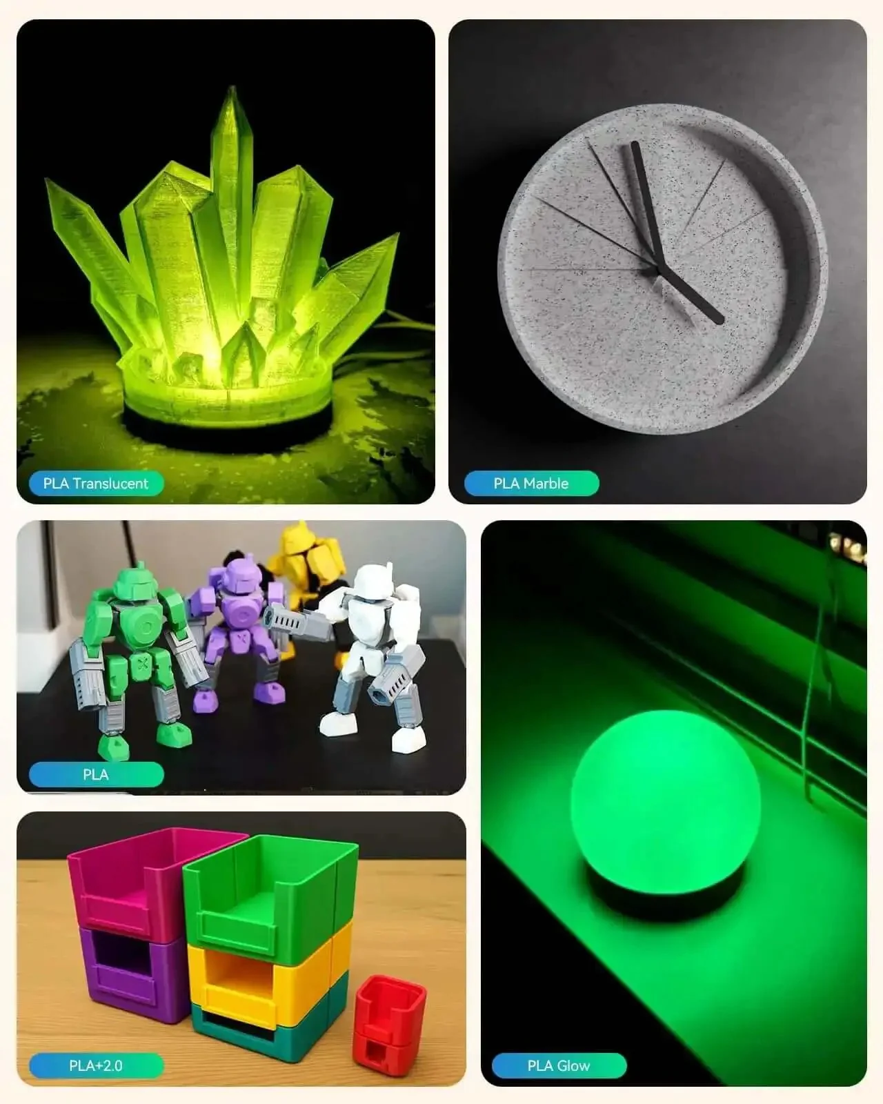 Clear PLA Filament Bundle 1.75mm Multicolor 4 Spools 250g Each Individually Vacuum Packed for 3D Printing Go To Choice With Frosted Translucent Finish For Diffused Light Lamps And Decorative Projects - Image 3