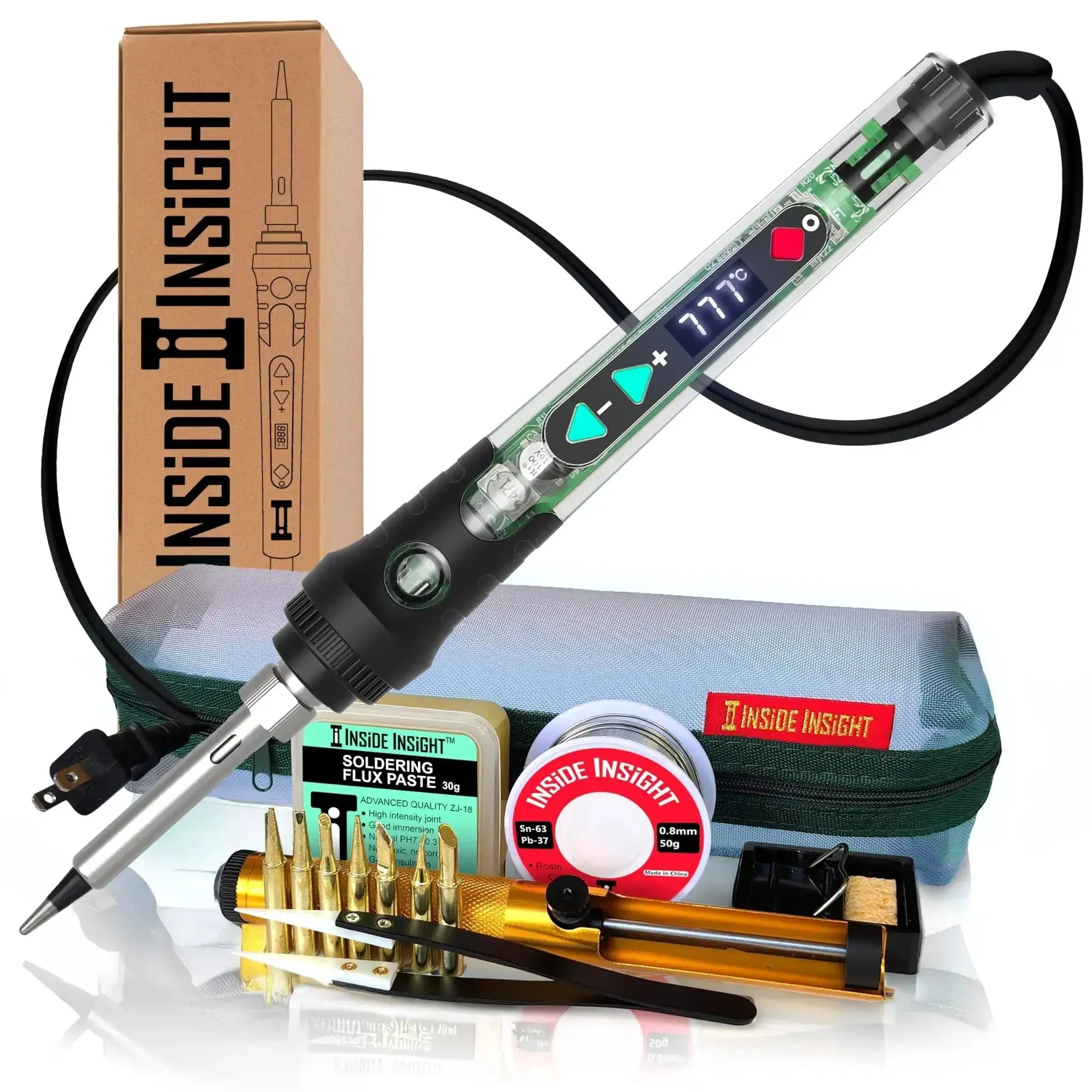 Clear Shell Soldering Iron Kit Pro Grade With 68W Power And Adjustable Temperature From 200C To 500C See Through Solder Gun Tool For Electronics STEM And DIY Projects Complete Starter Set For Beginners And Pros
